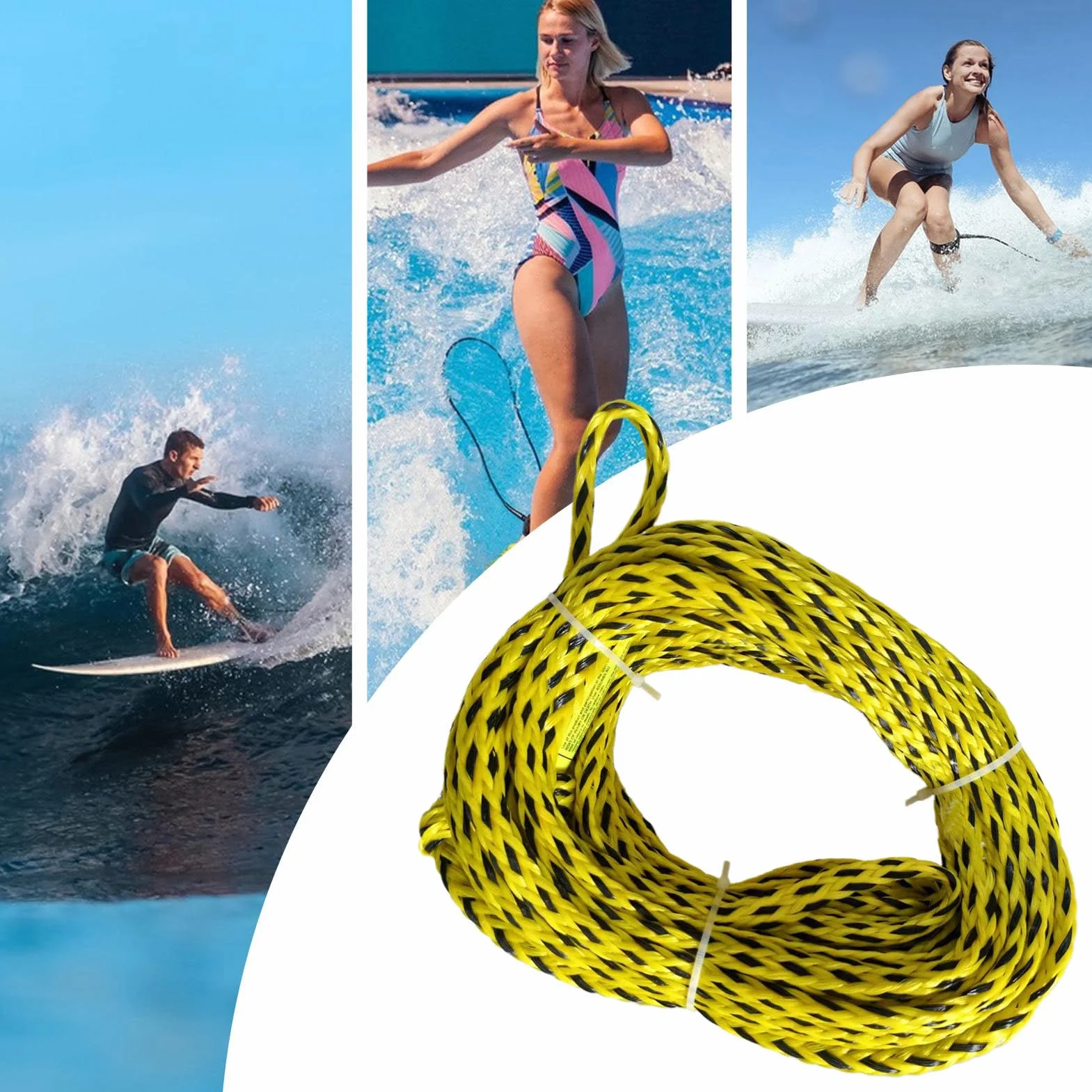 Corde de Remorquage pour Bouée Tractée, Corde Flottante Renforcée pour Bouée Tractée, Équipement pour activités nautiques pour la neige, la plage, la luge, le kayak, la plongée avec tuba, le wakeboard