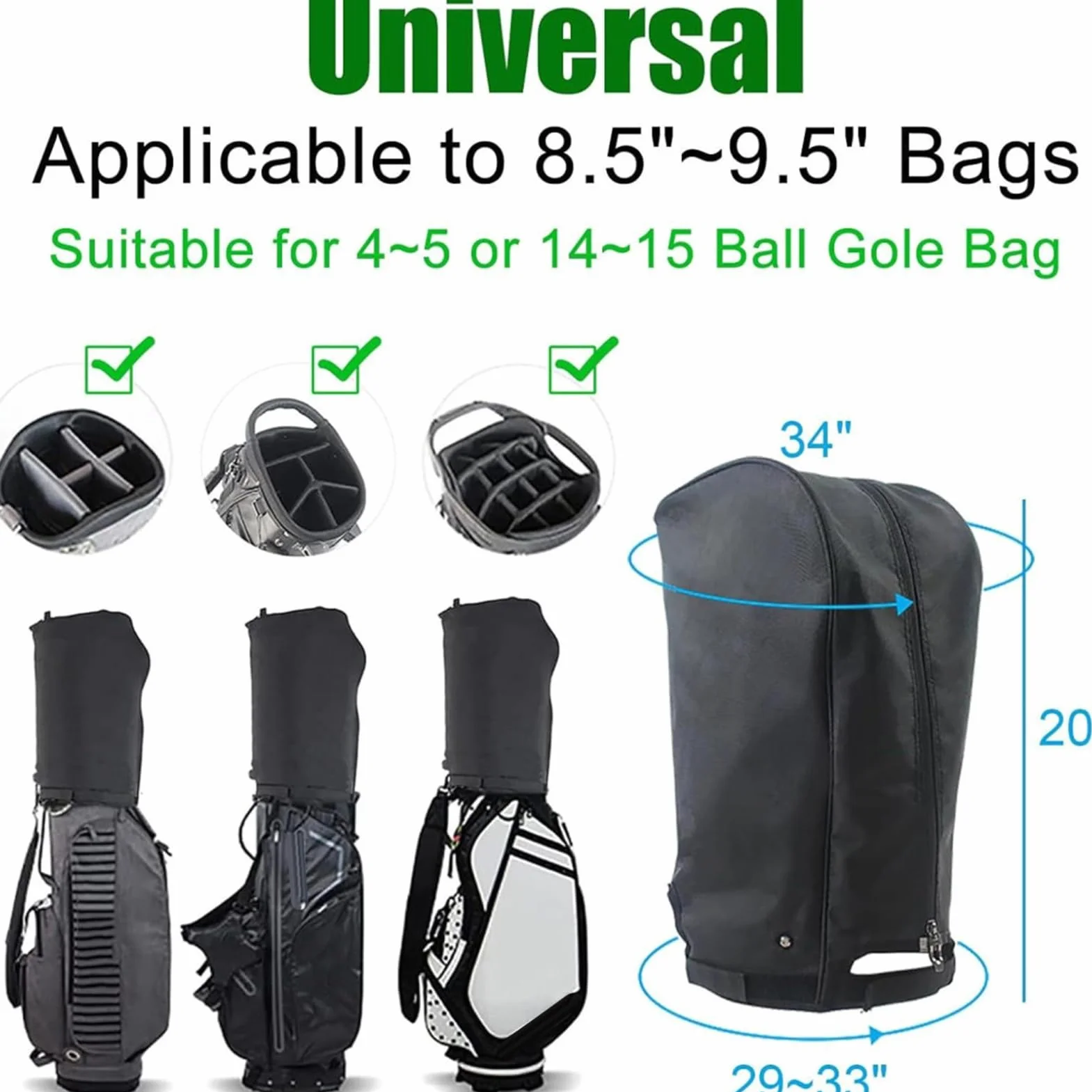 Housses De Sac De Golf Pour La Pluie – Capot Portable Anti-poussière, Bouclier De Club Résistant Aux Intempéries | Protection De Transport Compacte Avec Fermeture À Pression Facile, Équipement D'extér