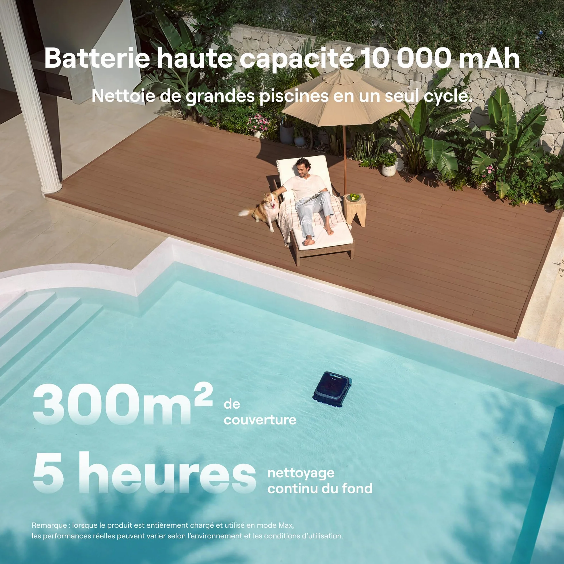Beatbot Sora 70 Robot Piscine sans Fil, Nettoyeur 4-en-1, Filtre XXL Spécial Feuilles, Autonomie 5H, Bleu