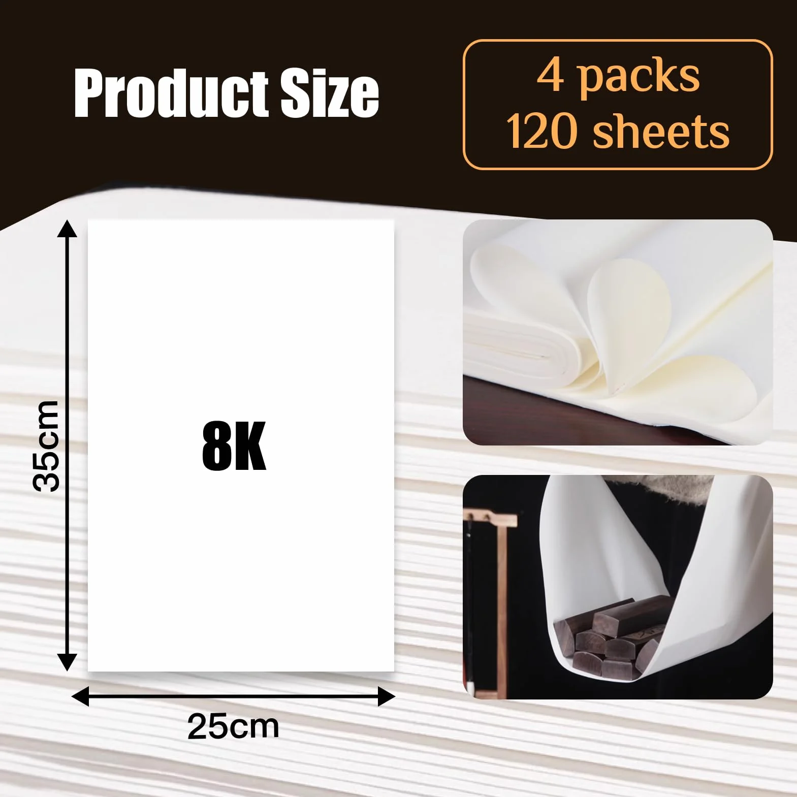 Papier de riz Xuan 120pcs 35x25cm pour Calligraphie chinoise et Peinture