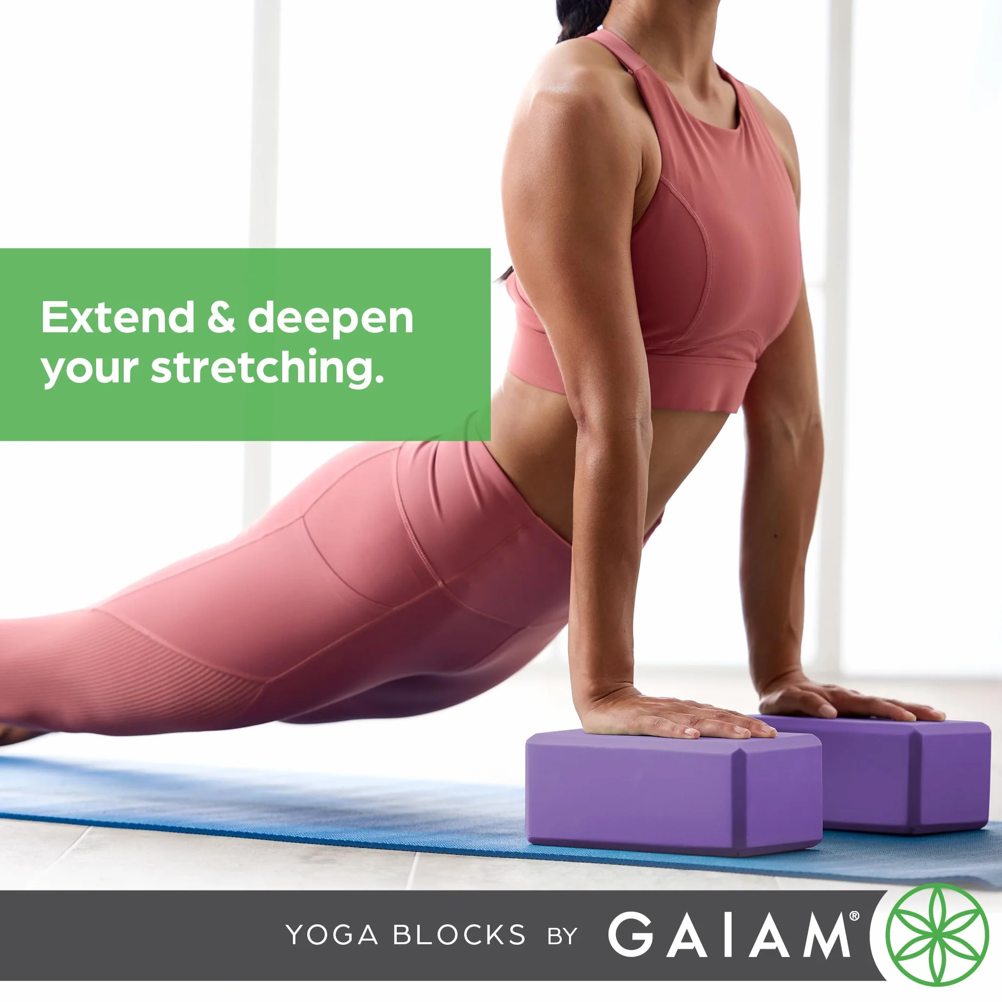 KRETIX Gaiam Essentials Lot de 2 Blocs de Yoga – Surface en Mousse Souple antidérapante pour Yoga, Pilates, méditation
