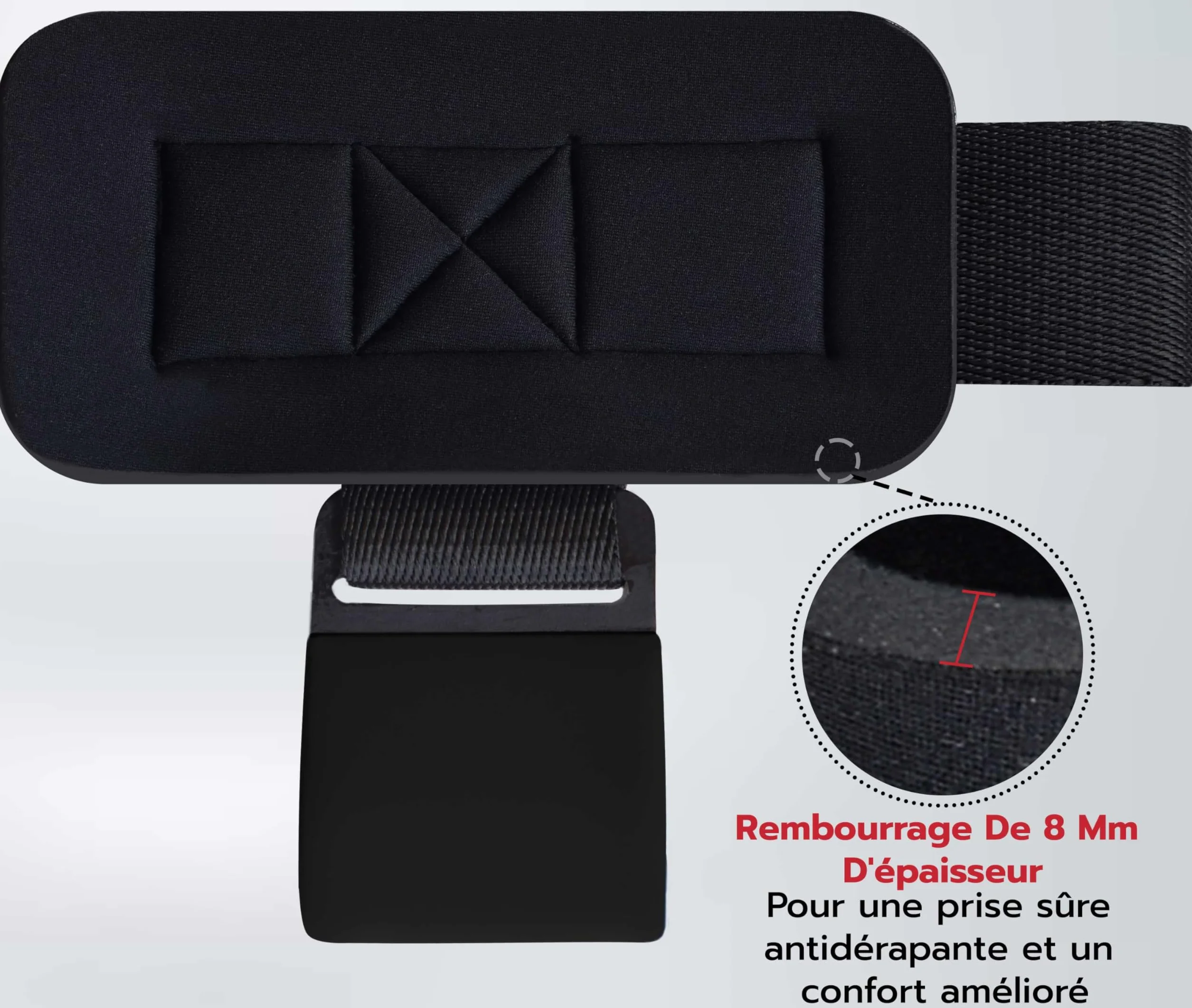 Sangle Musculation Crochet Poignées Revêtues Caoutchouc Antidérapant Néoprène Rembourré 8 mm Levage Tirage Barre Haltérophilie Soulevés Terre Gym