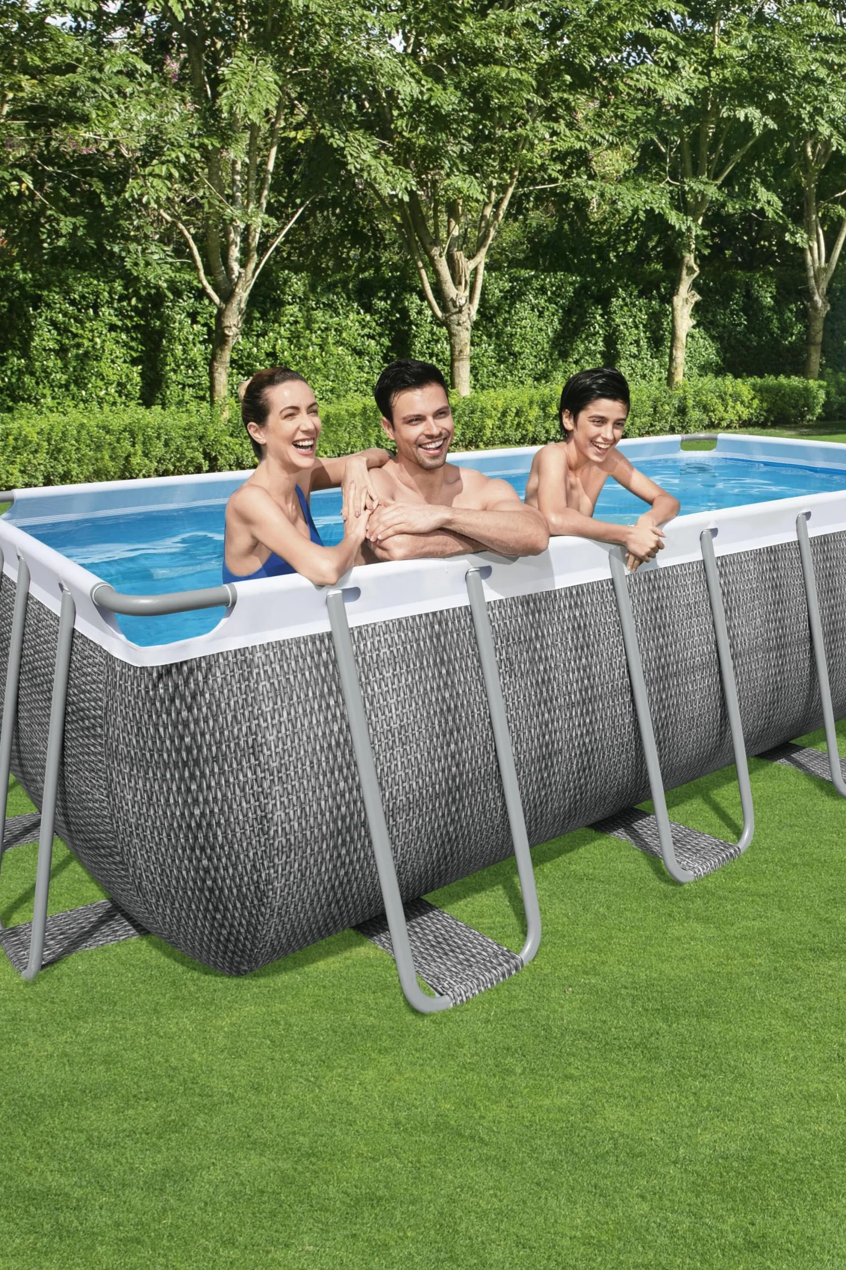 Bestway Piscine Hors Sol Rectangle Power Steel 549 x 274 x 122 cm rotin Gris