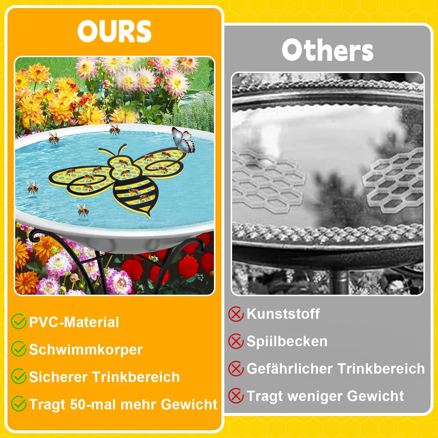 Floating Bee Island, Abreuvoir pour Abeilles, 3D Impression Station d'alimentation en Eau, Décoration de Jardin Extérieur