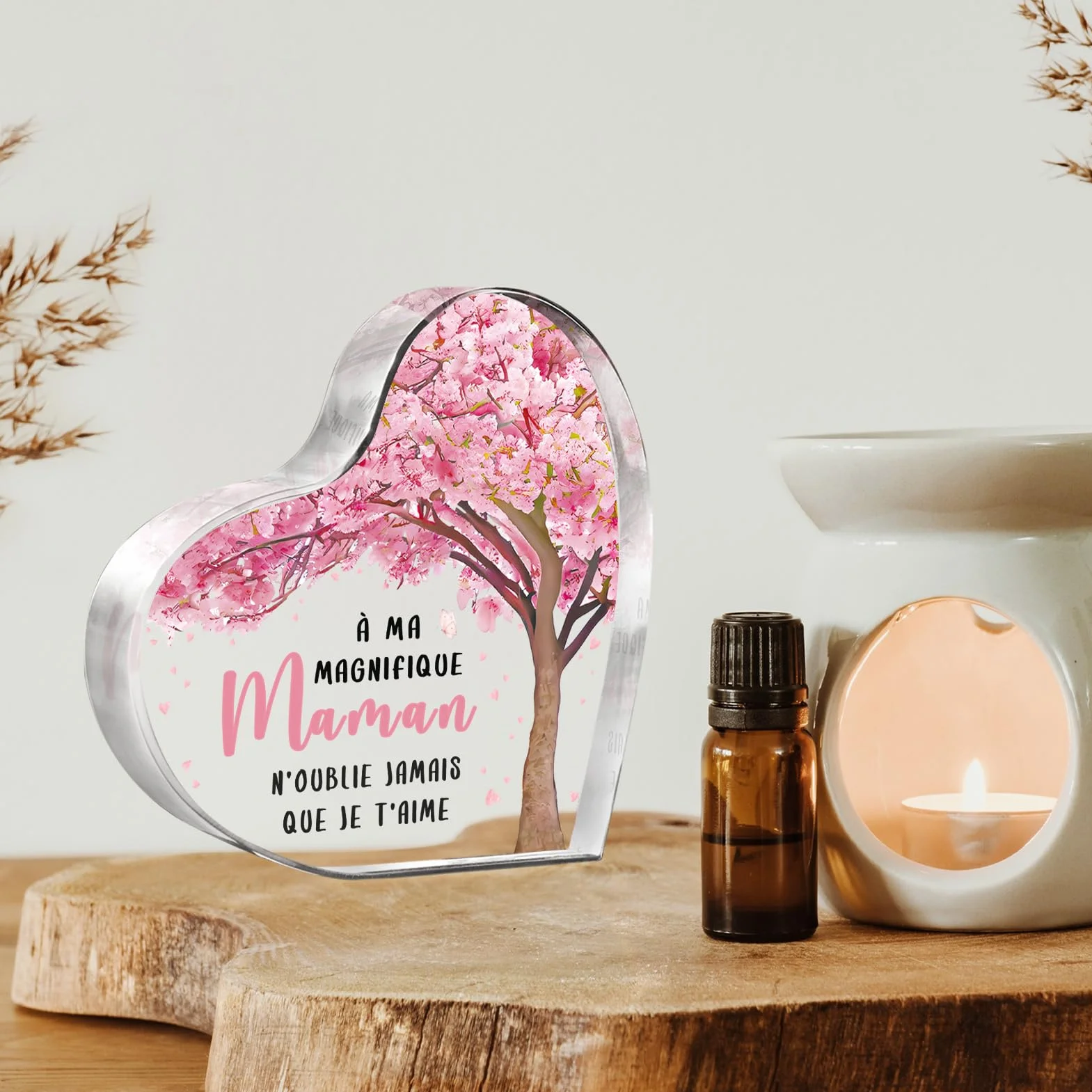 Plaque Cœur Décor de Bureau Cadeau Fête des Mères Anniversaire Maman Fille Fils