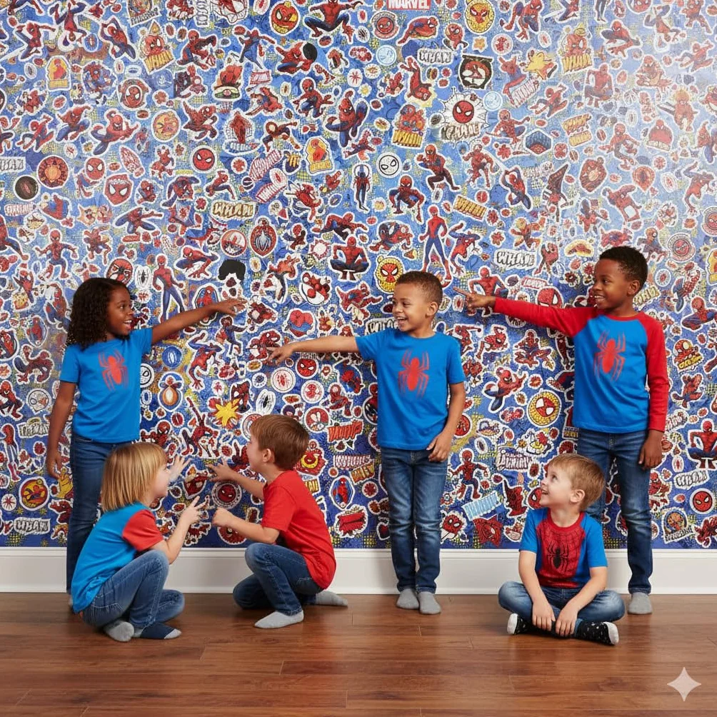 Stickers Spiderman pour enfants, autocollants Marvel pour garçons, décoration murale de fête