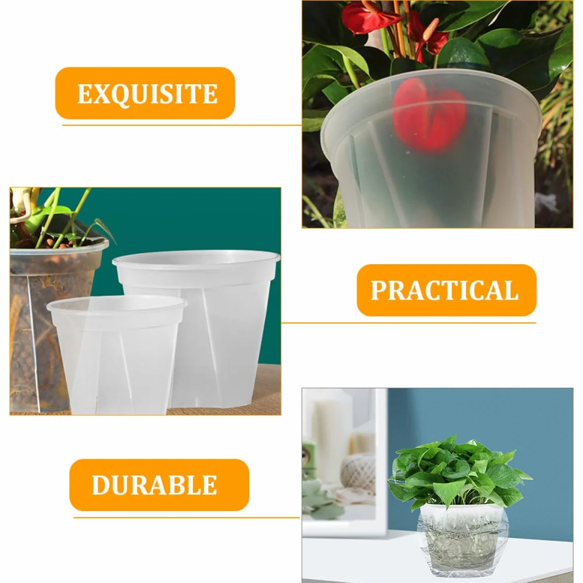 DOITOOL Lot de 2 Jardinières à Orchidées Transparentes en Plastique avec Trous de Drainage Ø27 cm