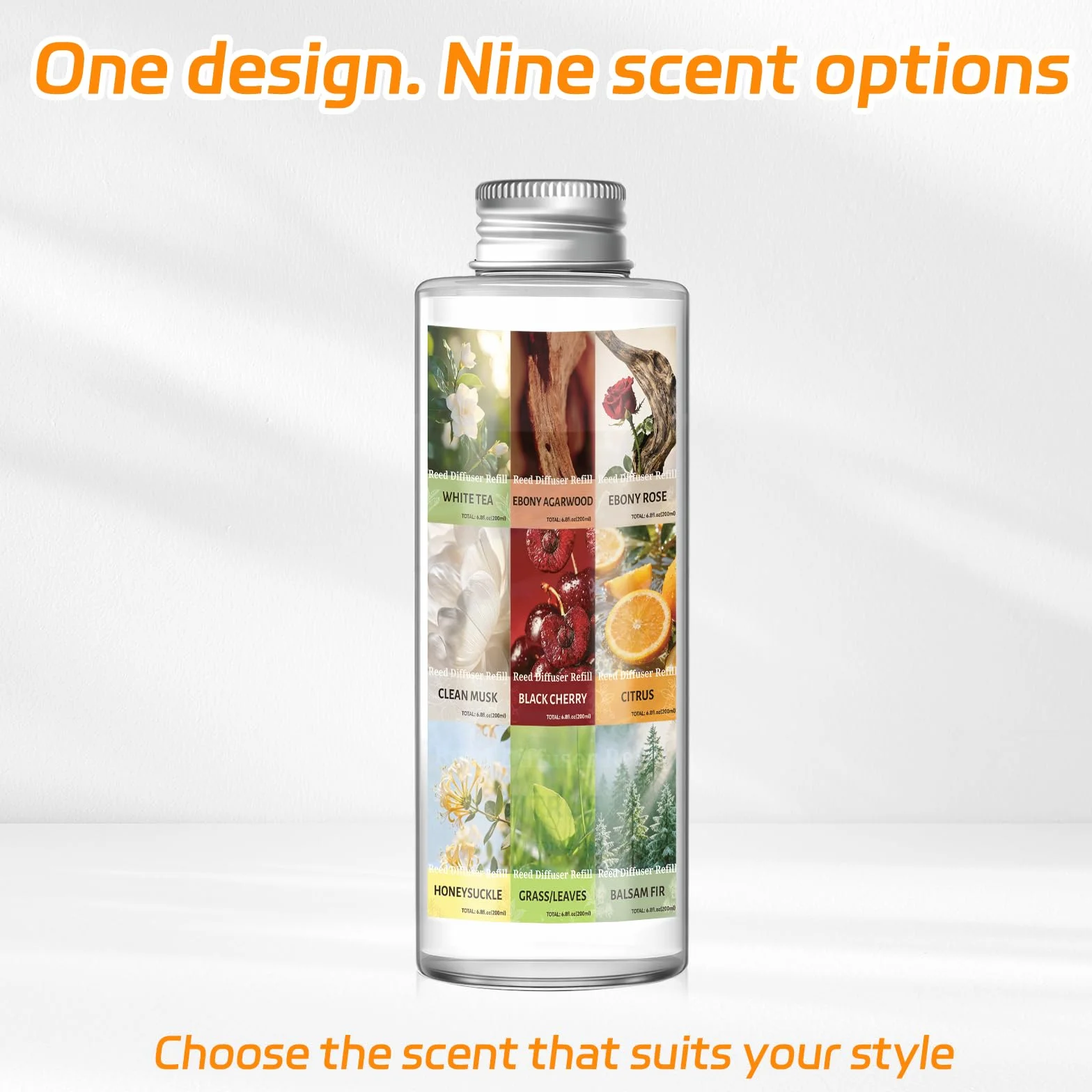 SCENTORINI Recharge Diffuseur de Parfum d'Agrumes 200ML avec 6 Batonnets Parfum Ambiance Maison