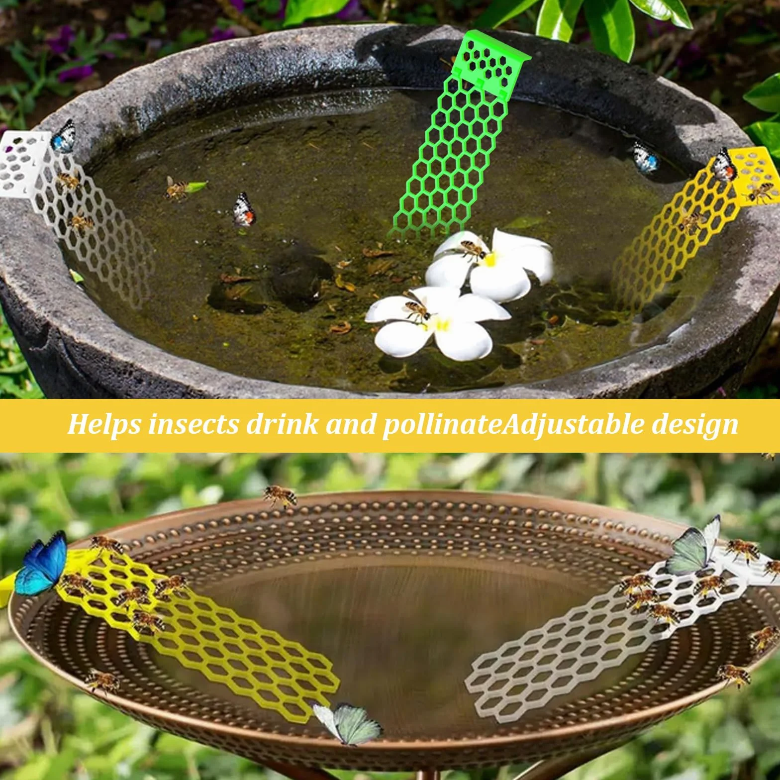 Abreuvoir pour Abeilles 3 Pièces, Abreuvoir À Insectes Extérieur, Île Flottante pour Jardin et Étangs