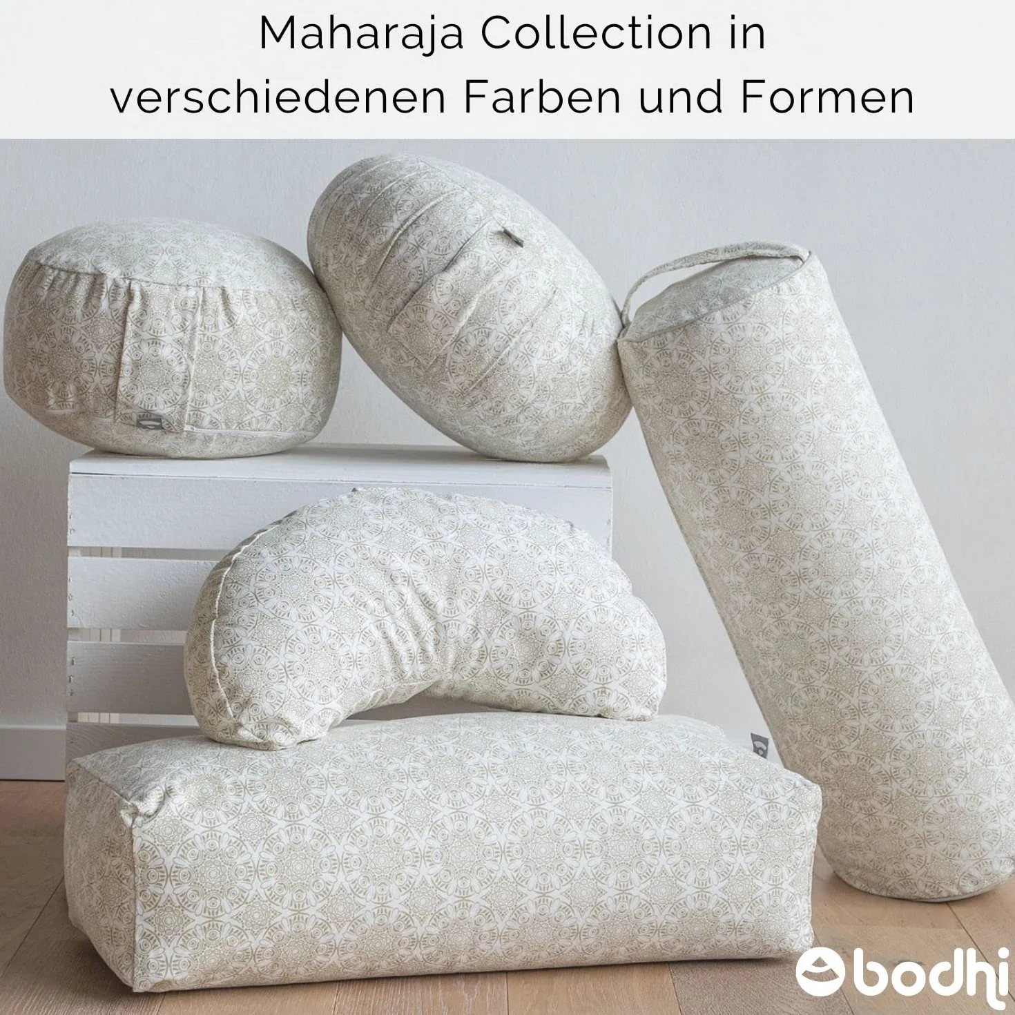 Bodhi Coussin de méditation ZAFU | Plis Extensibles et poignée de Transport Pratique | Housse en 100% Coton | Remplissage épeautre Bio | Hauteur 19cm | Collection Maharaja (Lotus Berry)