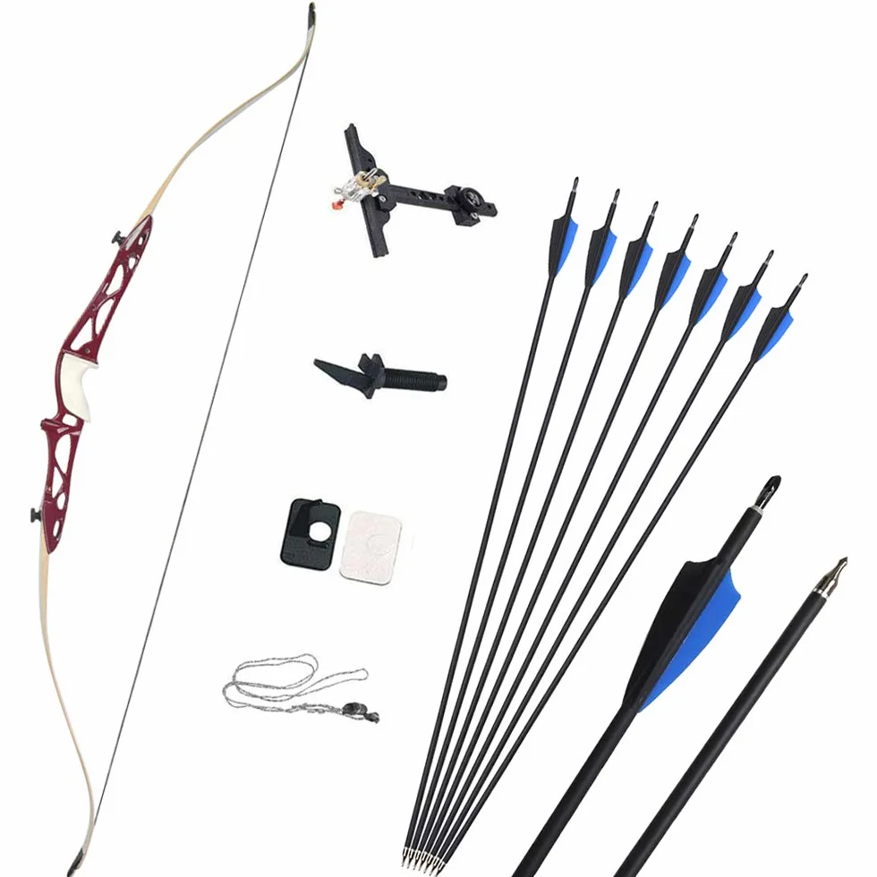 ZSHJG Arc Recourbé de Takedown et Kit tir à l'arc pour Adultes 14-40lbs Riser en Alliage d'aluminium avec des flèches en Carbone Chasse Longbow Set