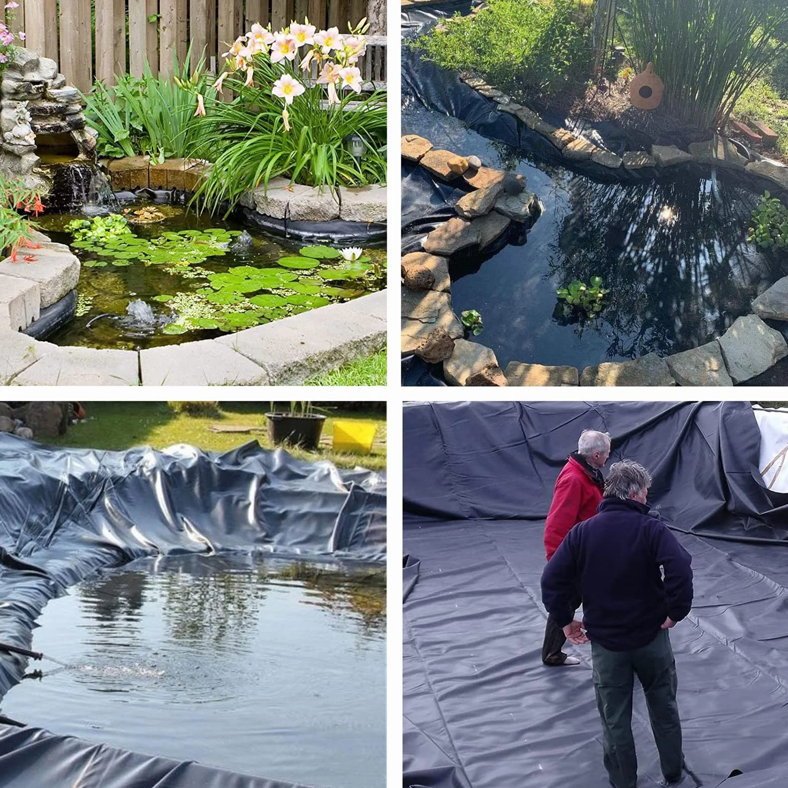 Bache Bassin PVC 3m x 4m Noire Robuste HDPE Liner pour Jardin Fontaine Cascade
