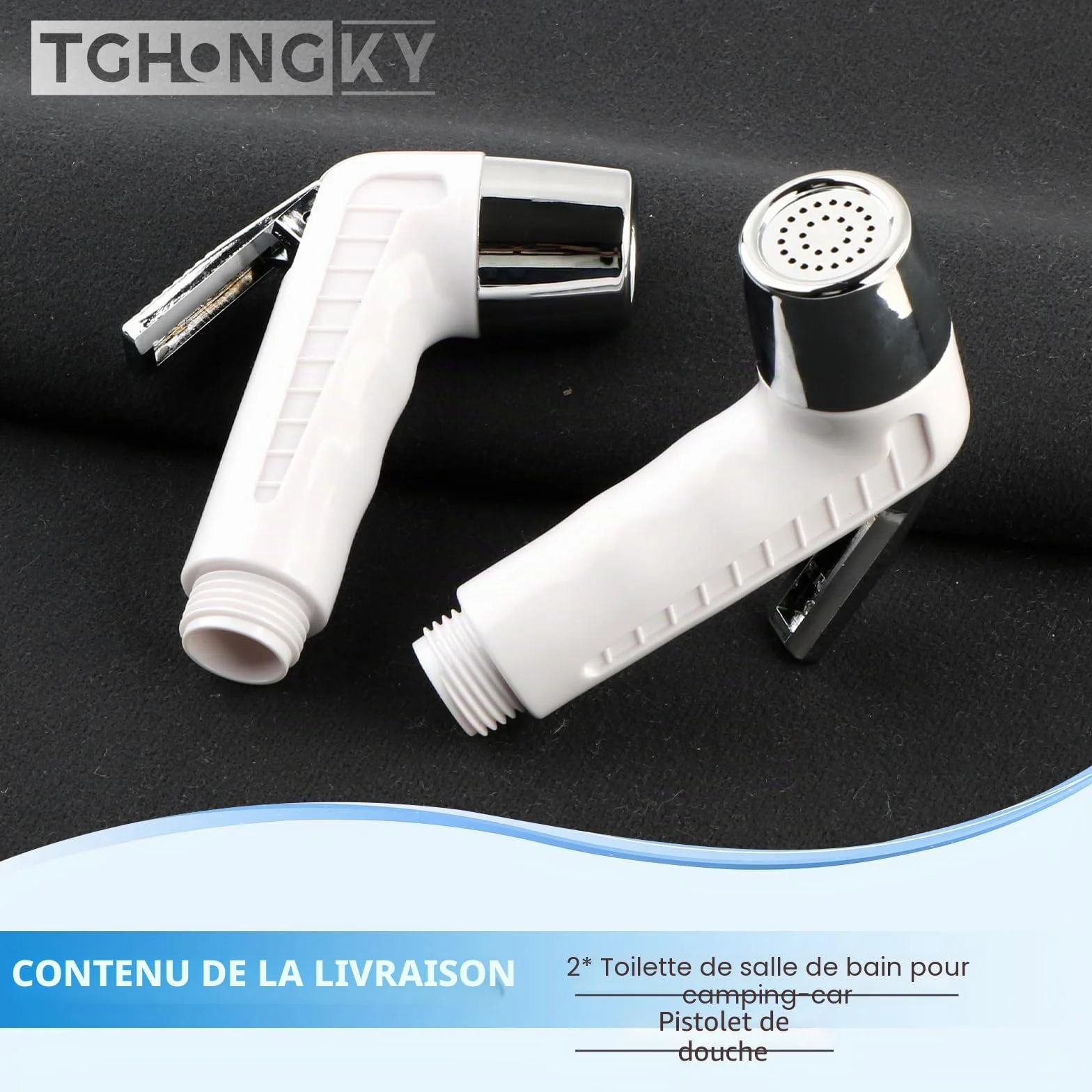 2x Douche Bateau Douchette Camping-Car Douchette Bateau avec Bouton, Pomme à économie D'eau,Durable et Résistant à la Rouille,Conception à Pression Accrue