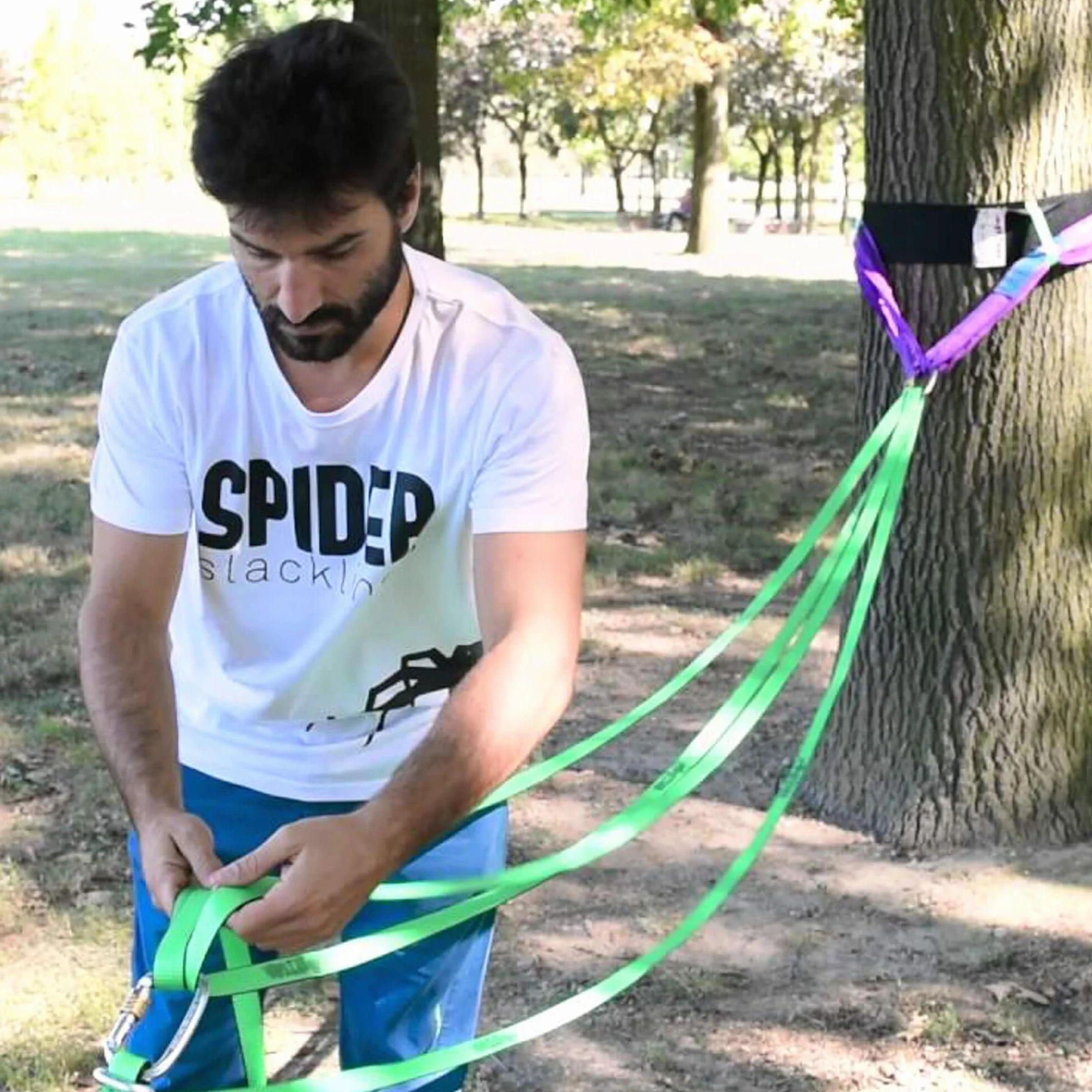 Longline Slackline Kit - Primitive 50 - Contient la Ligne de Marche, des mousquetons, des Anneaux et des Sangles pour Tendre, Ainsi Qu’Un Sac de Transport - Kit Complet Longueur 50m