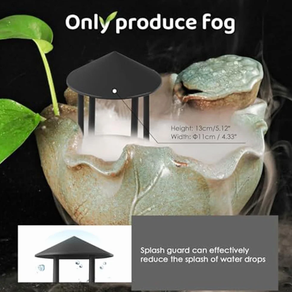 Lot de 2 brumisateurs ultrasoniques à tête unique, mini atomiseur en métal avec anneau flotteur, pour terrariums d'aquarium et reptiles (noir)