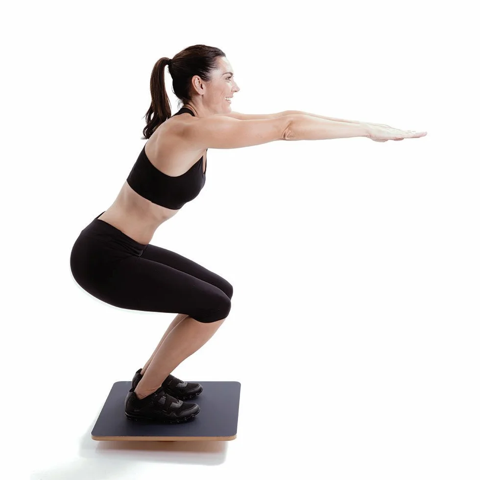 66fit Planche d'équilibre à bascule en bois - Surface en PVC - 50 cm