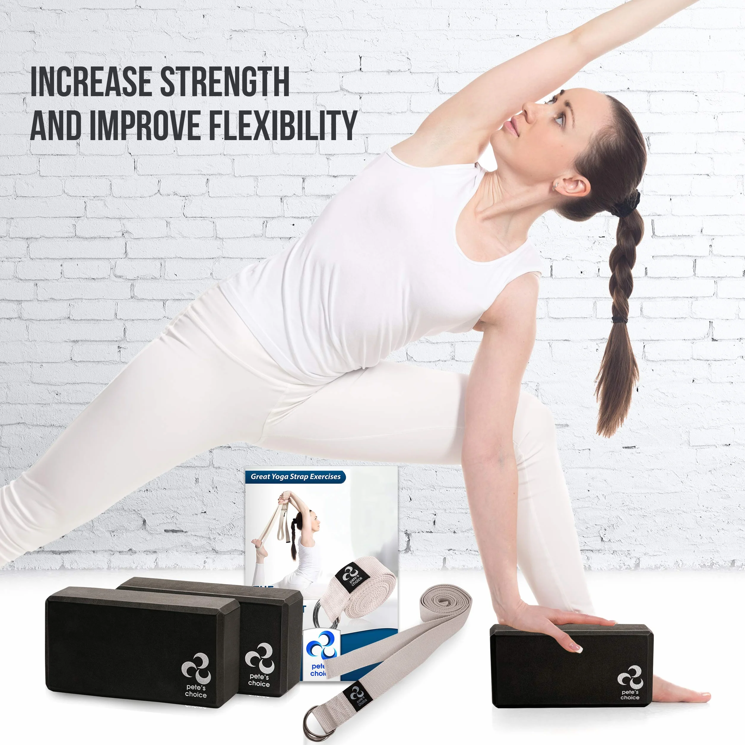 Lot de 2 sangles réglables de 2,4 m – Anneau en D durable pour pilates et exercices de gym | Maintient des poses, étirement, améliore la flexibilité et maintient l'équilibre | eBook inclus