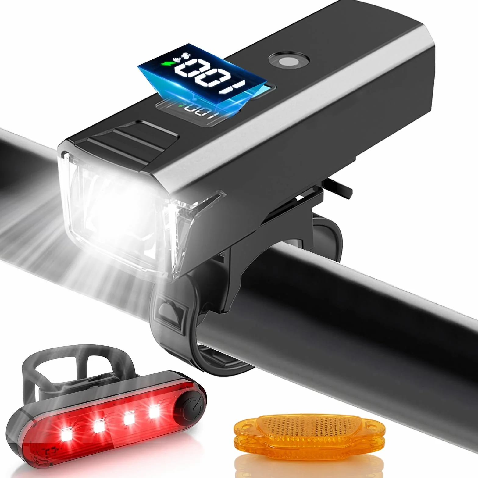 Lampe Velo LED Puissantes Super 2000 Lumens 1500mAh Autonomie Très Longue 5+4 Modes de Luminosité Eclairage Velo Rechargeable USB Étanche IP65 Kit Vélo Avant et Arrière pour Cyclysme VTT