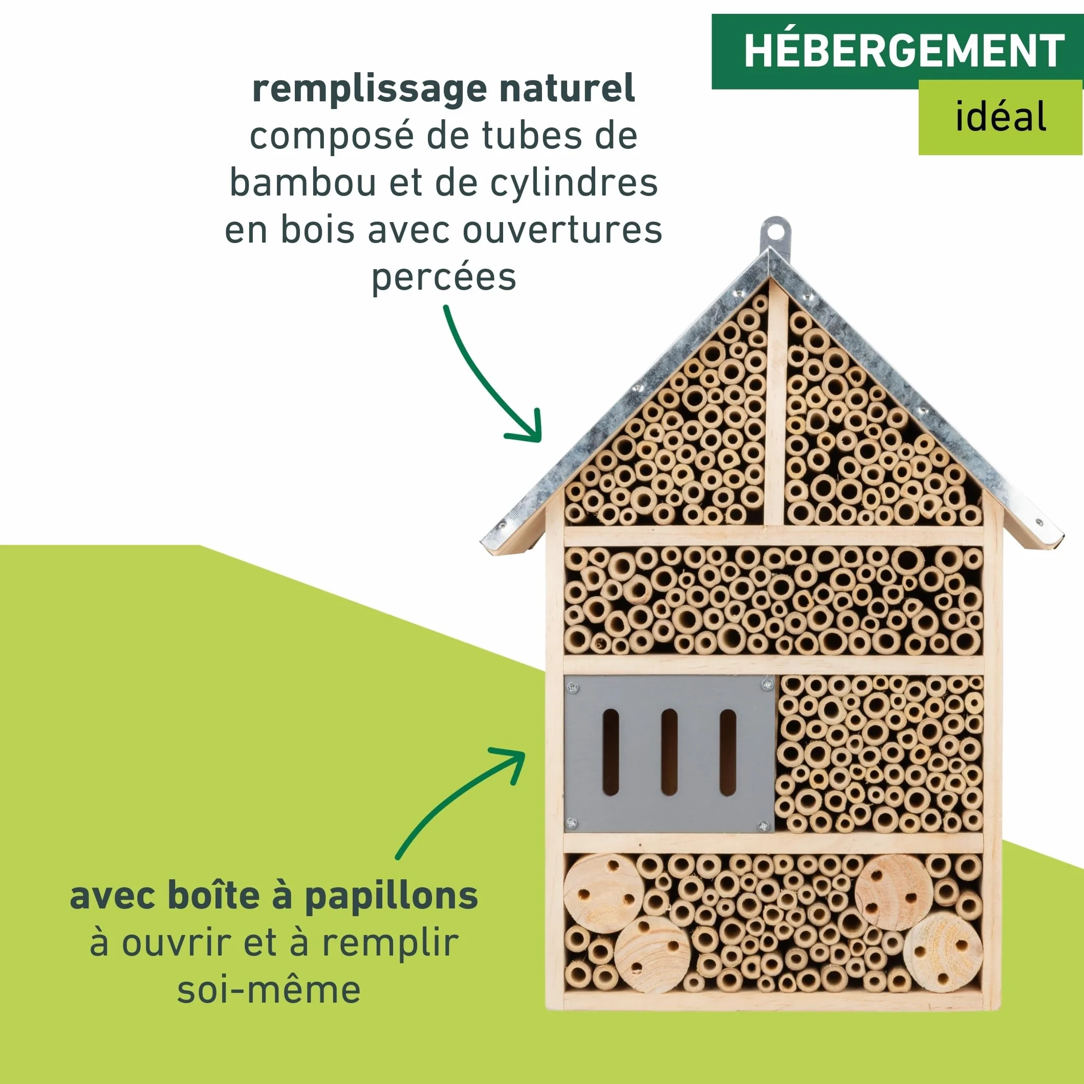 Windhager Hôtel à Insectes Colony Bois et Bambou - Abris pour Abeilles, Papillons, Coccinelles