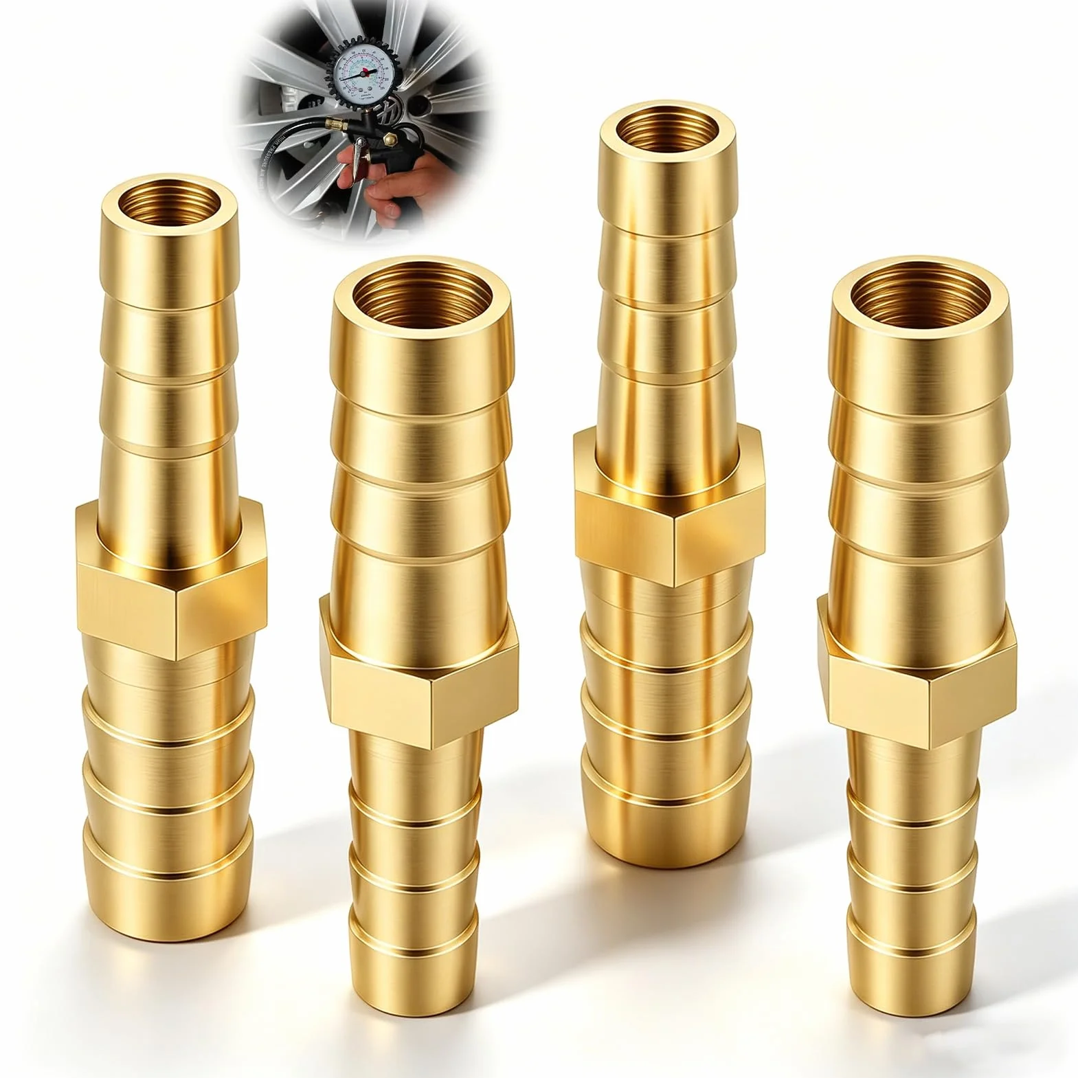 Raccords Cannelés Droits en Laiton 8mm à 6mm, 4PCS Raccords de Tuyau Réducteurs Résistant à la Corrosion
