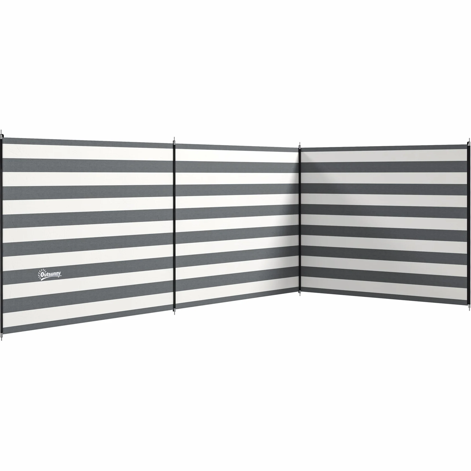 Outsunny Paravent Brise-Vent de Camping Portable Pliable avec Sac de Transport et poteaux en Acier dim. 540 cm x 150 cm Gris et Blanc