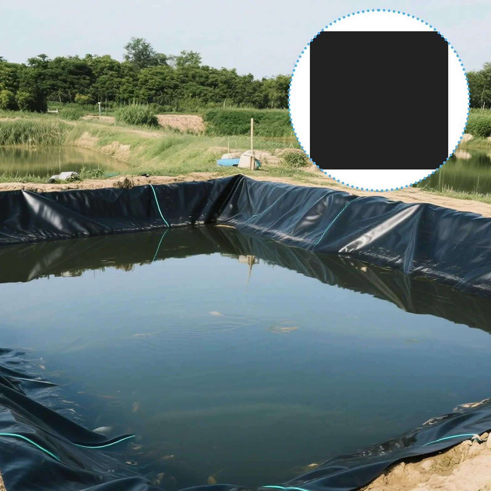 Lot de 2 patchs de réparation EPDM autocollants 20 x 20 cm pour bassin de jardin noir