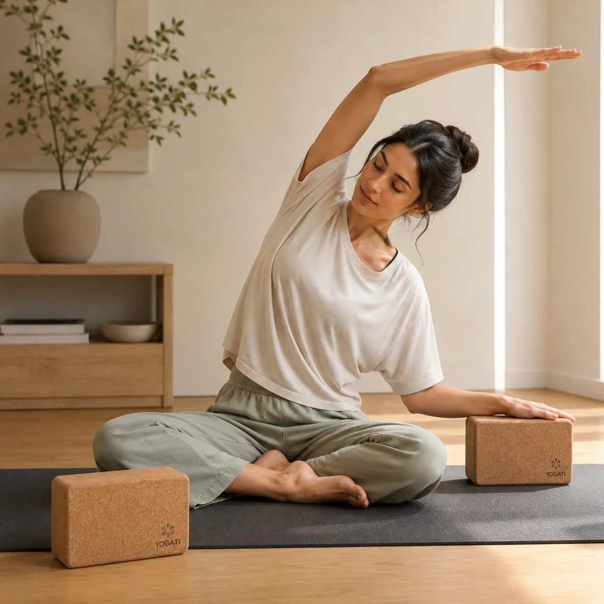 YOGATI® Brique de Yoga en Liège lot de 2 | Blocs de Yoga Durable en Liège Naturel | Bloc Yoga 22x12x7.5 cm | Yoga Block Écologique | Idéal pour Pilates et étirements