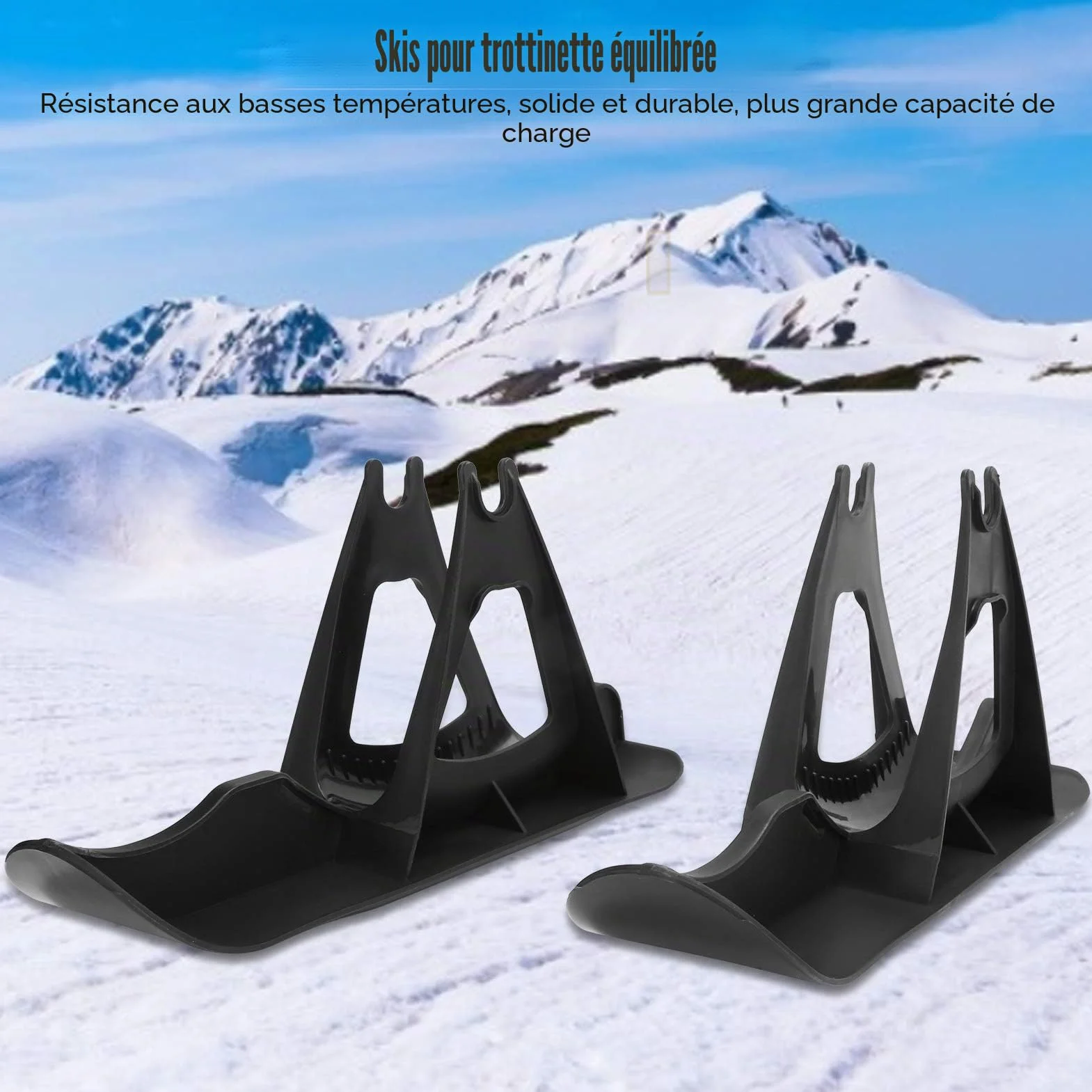Trottinette à neige multifonctionnelle - Pièces de planche à neige - Patins pour poussette, planche de ski, vélo et roues
