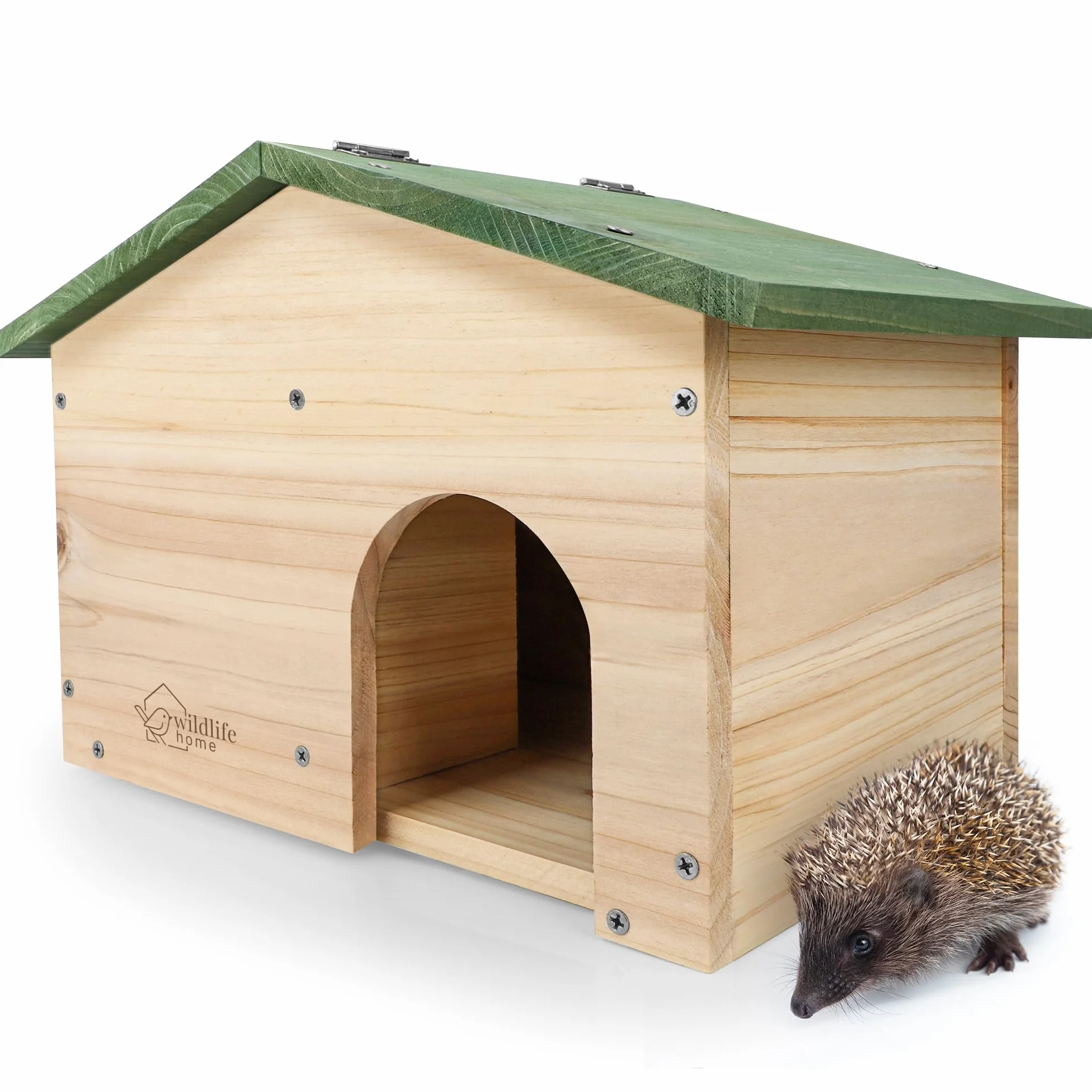 Maison en bois pour hérissons résistante à l'hiver imperméable avec fond et toit en selle