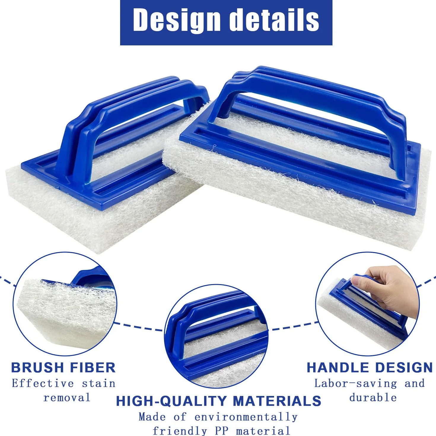 Éponge Magique Piscine Durable avec Poignée 2pcs Nettoyage Saleté Bleu