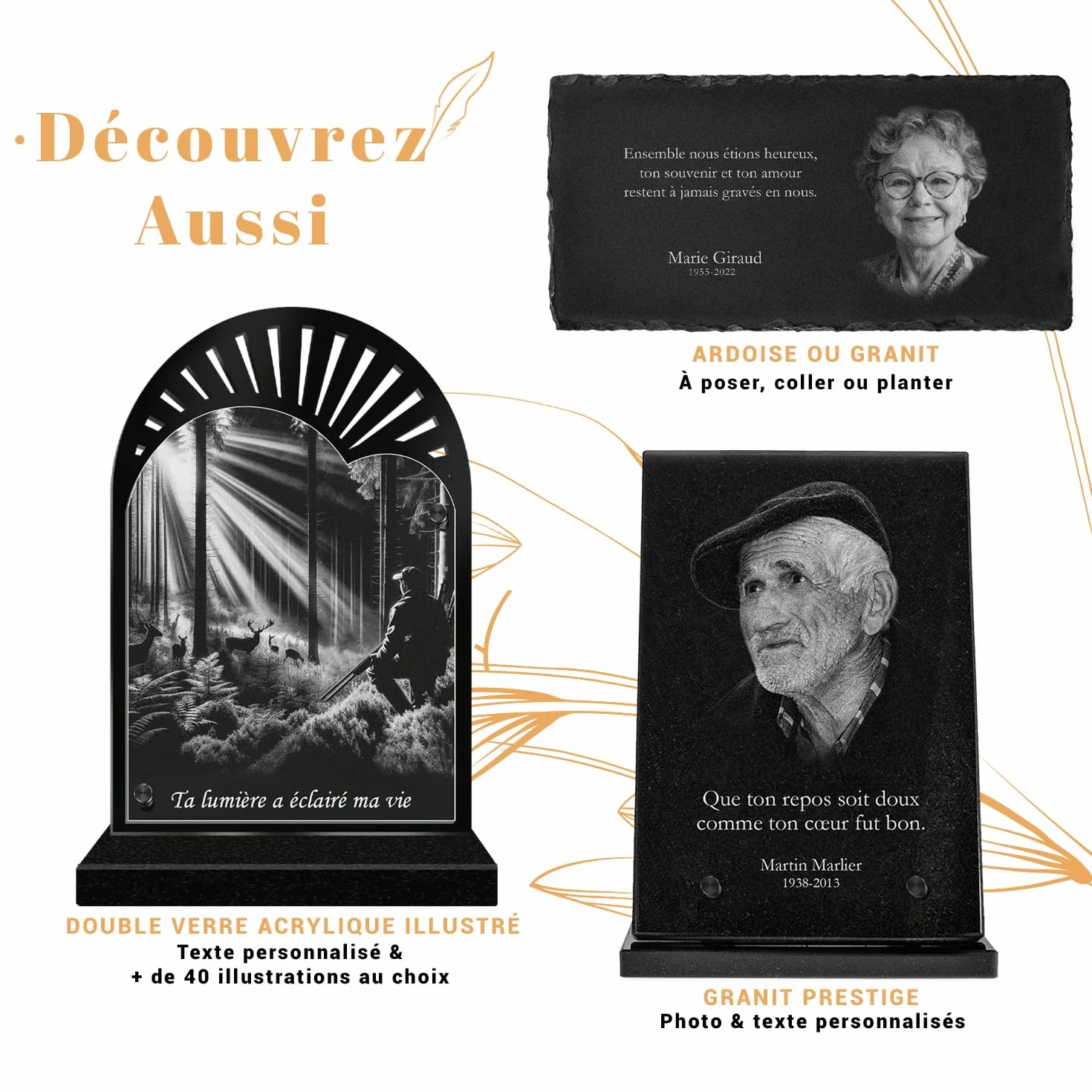 Plaque Funéraire Personnalisée Cœur Perpétuel Gravée au Laser Plexiglass pour Hommage