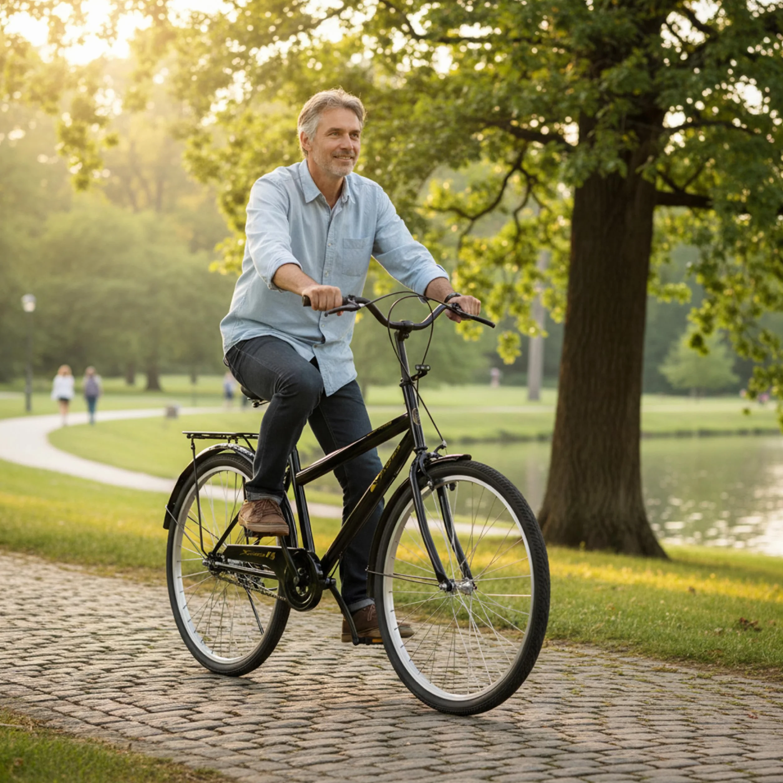 Vélo de ville Baroni Home avec guidon et selle réglable, double frein, noir 168x110 cm