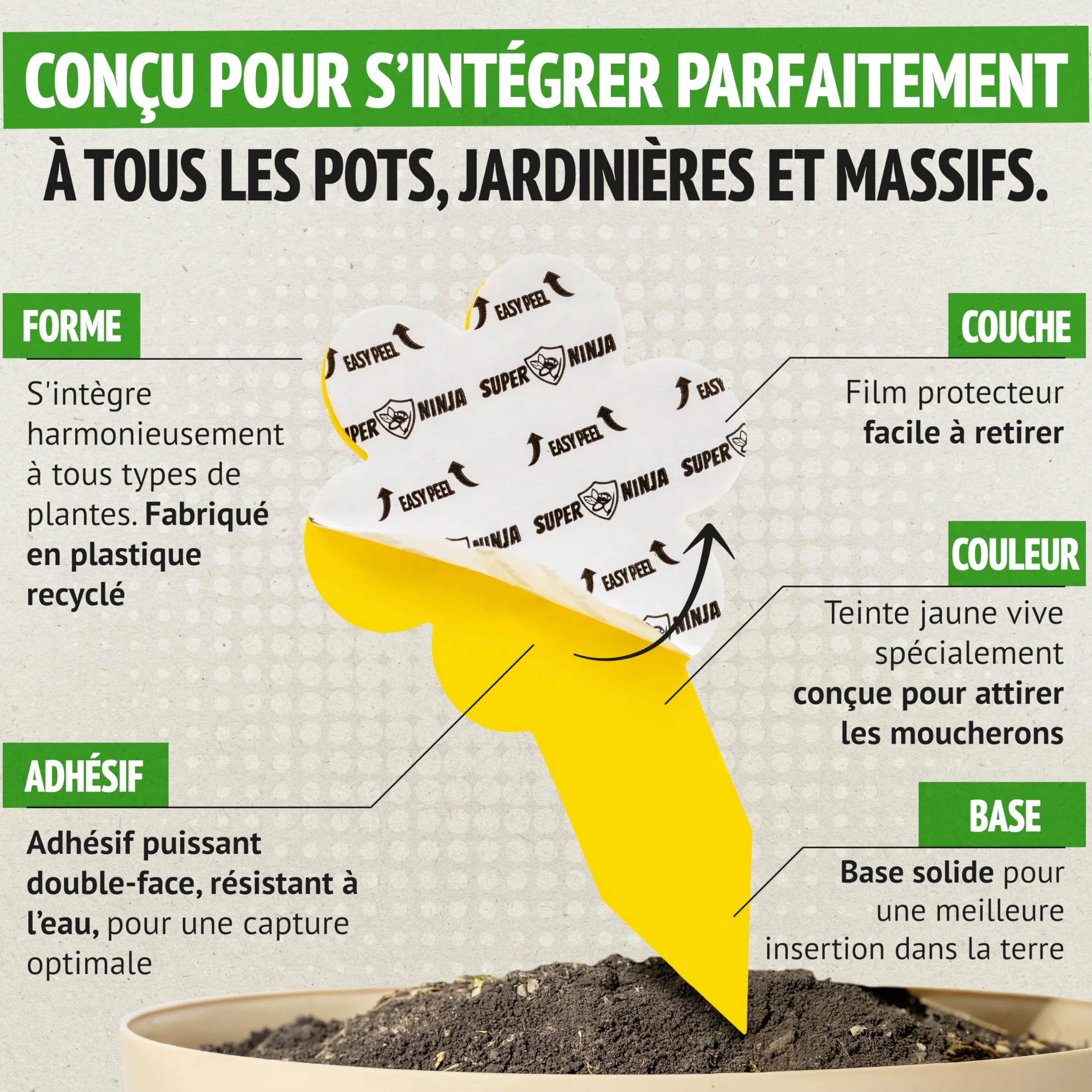 Anti Moucherons Intérieur Plantes, 10 Pièges Jaunes Collants Non Toxiques, Piège Moucherons Ultra Efficace
