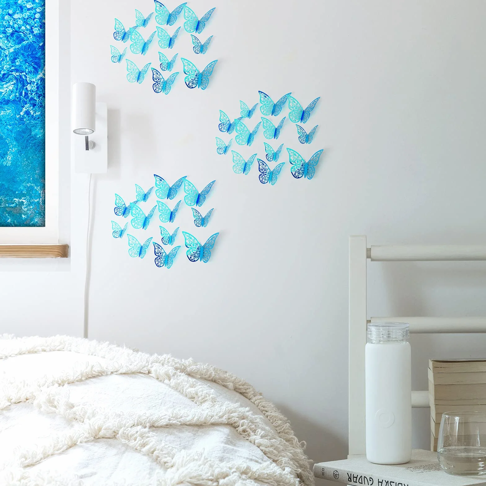 AIEX Ornements De Papillons 3D Autocollants Amovibles Bleu Arc-en-Ciel