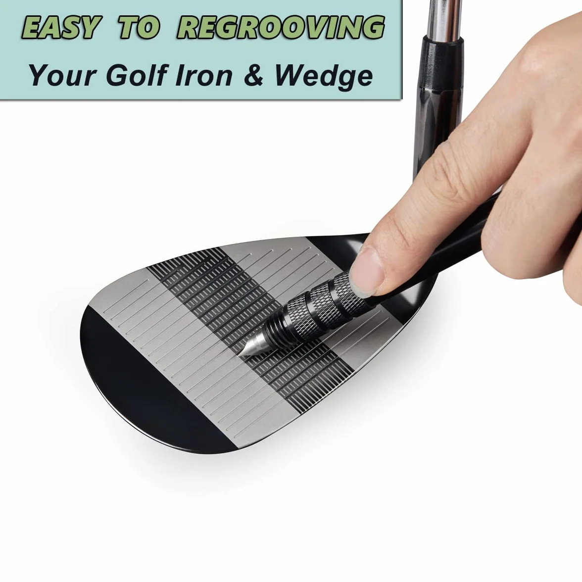 Aiguiseur de rainures 3 en 1 pour clubs de golf - Outil de nettoyage en aluminium avec cordon rétractable