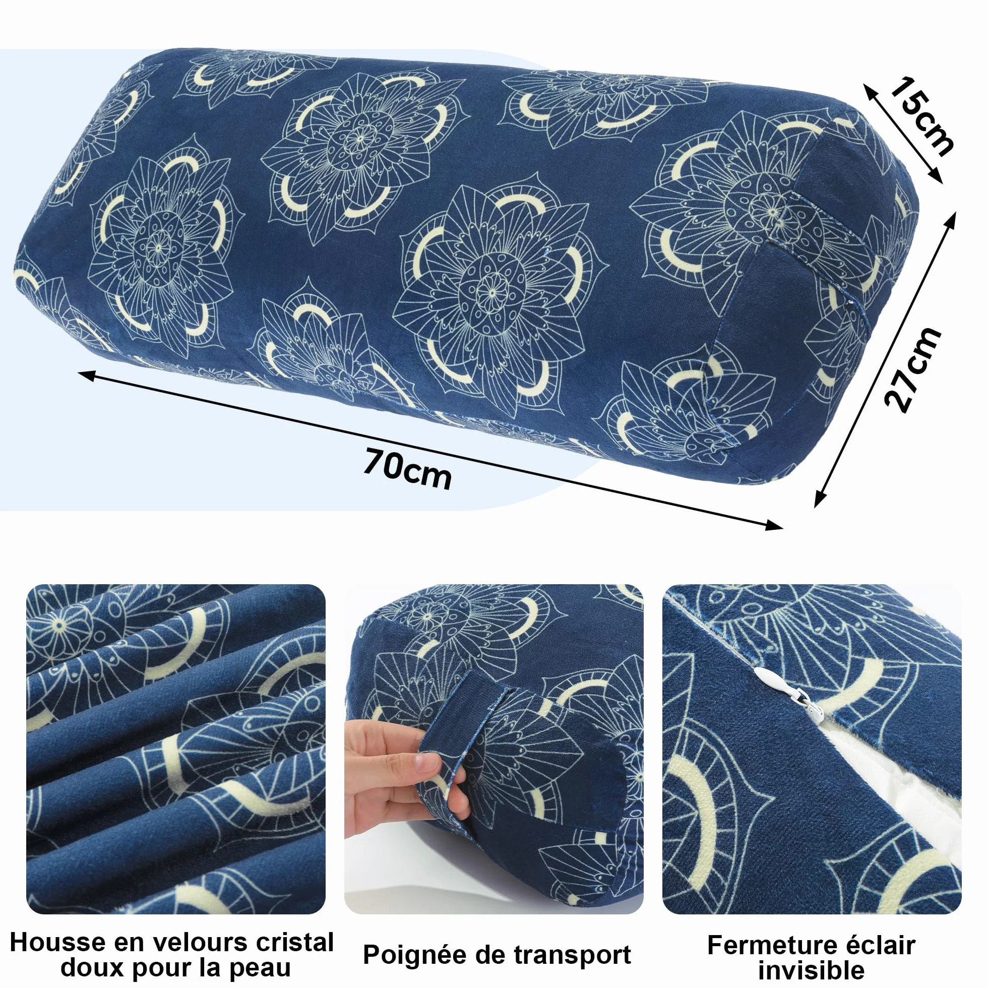 Coussin De Yoga, Coussin De Yoga Rectangulaire Pour La MéDitation RéParatrice, Coussin De MéDitation Avec PoignéE De Transport, 70 * 27 * 15 cm