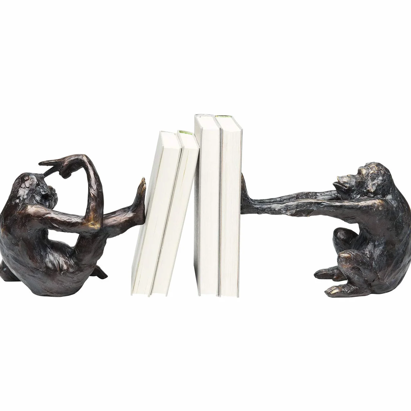 Kare Design Serre-Livres Monkey Noir Cuivré Lot de 2 17x20x10 cm