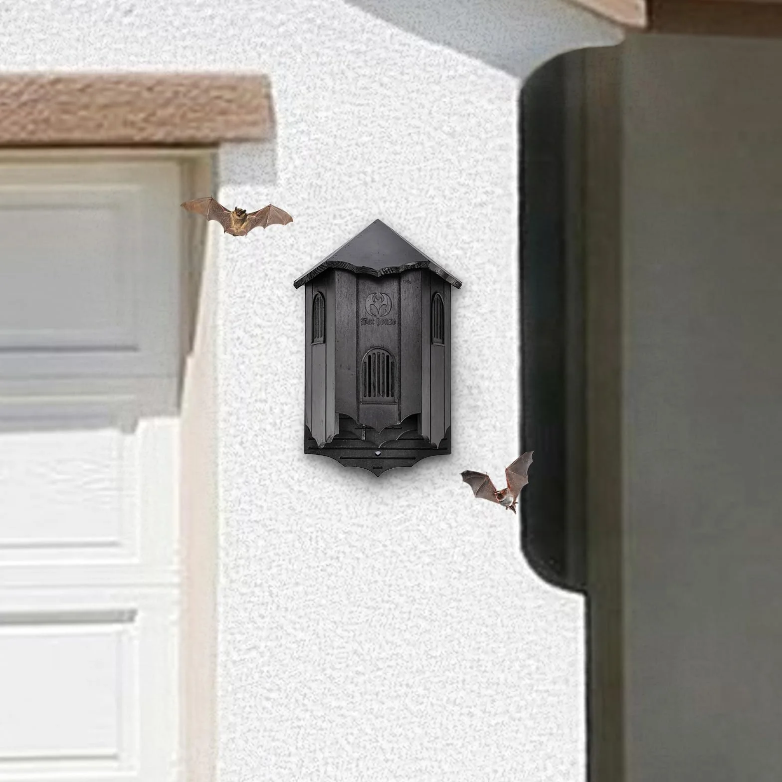 VIREESR Maison chauve-souris bois extérieur grande boîte trois compartiments durable facile accrocher
