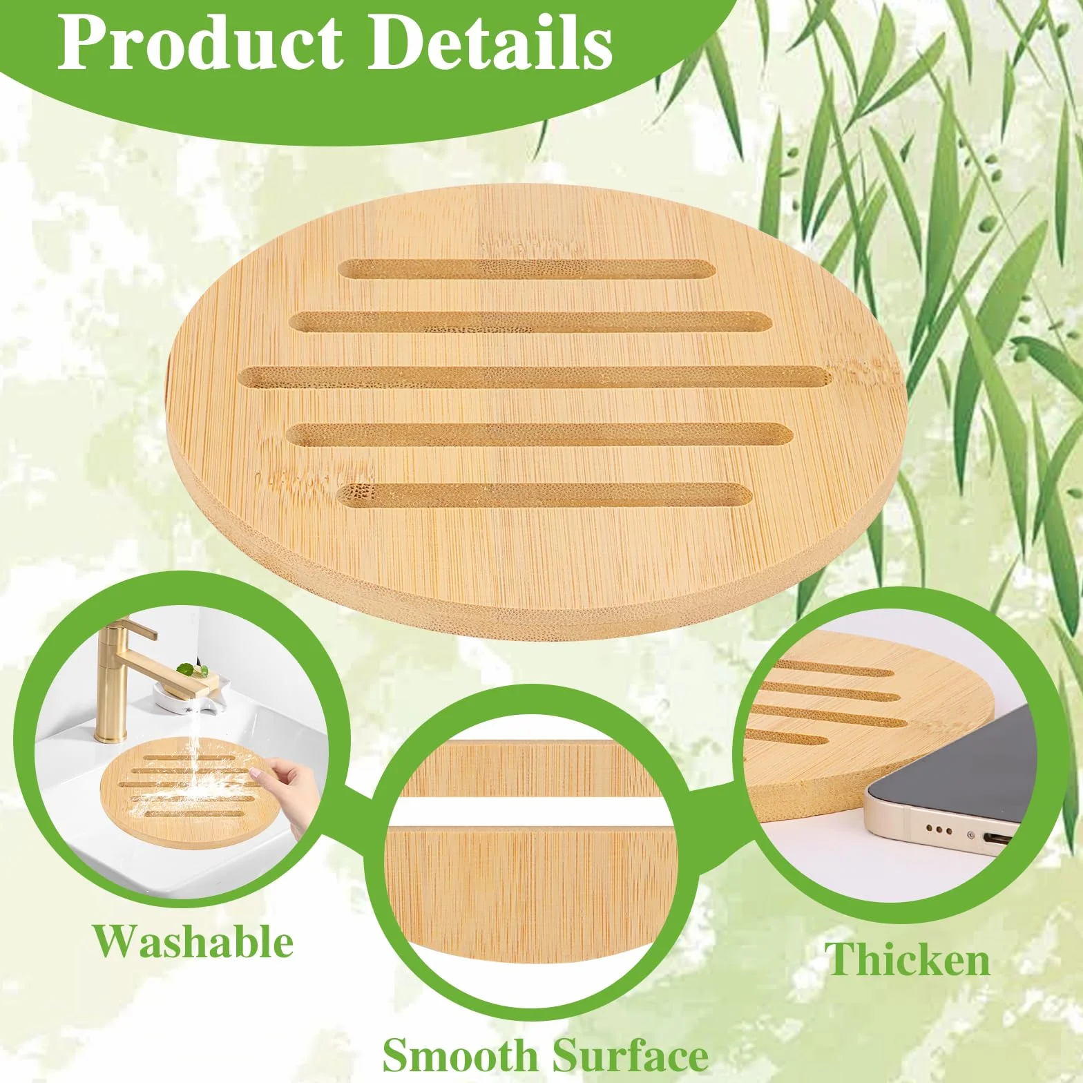 Tapis Antidérapant Isolant Rond pour Cuisine, 4 Pièces Dessous de Plat