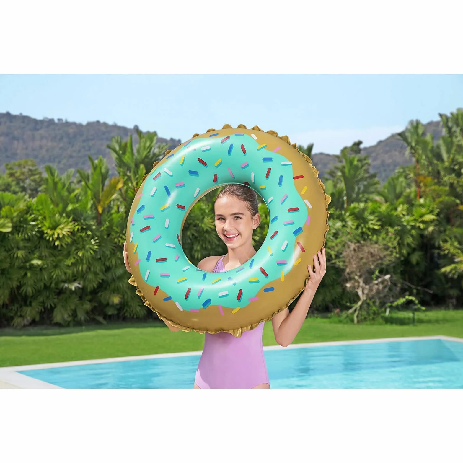BESTWAY - Bouée Donuts - Gonflable - 36300 - Modèle Aléatoire - Vinyle - 90 cm de Diametre - Jouet Enfant Adulte - Jeu de Plein Air - Piscine - À Partir de 12 Ans
