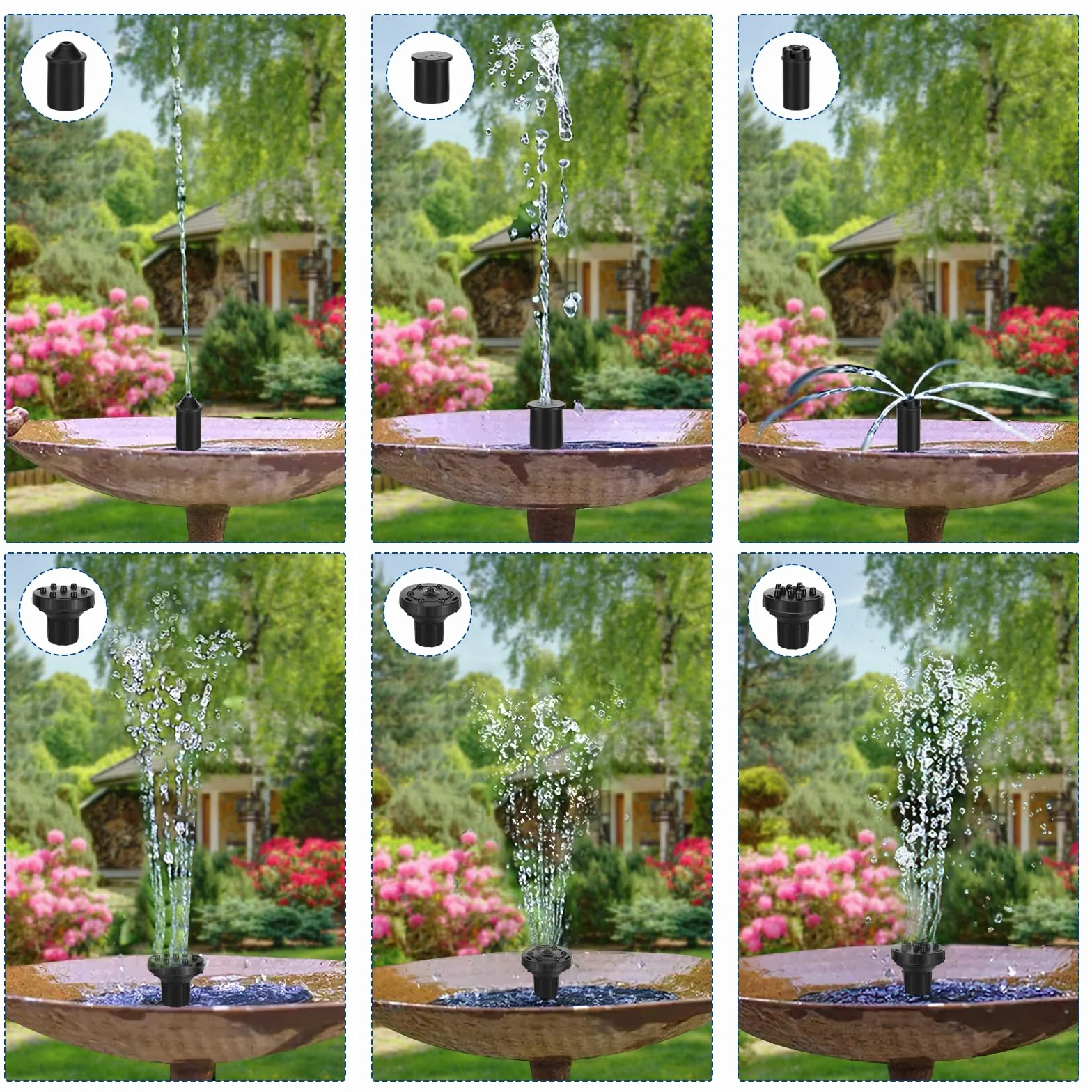 Fontaine Solaire Exterieure de Jardin, Flottante Pompe Bassin avec 7 Buse pour Étangs, Bassins à Poissons