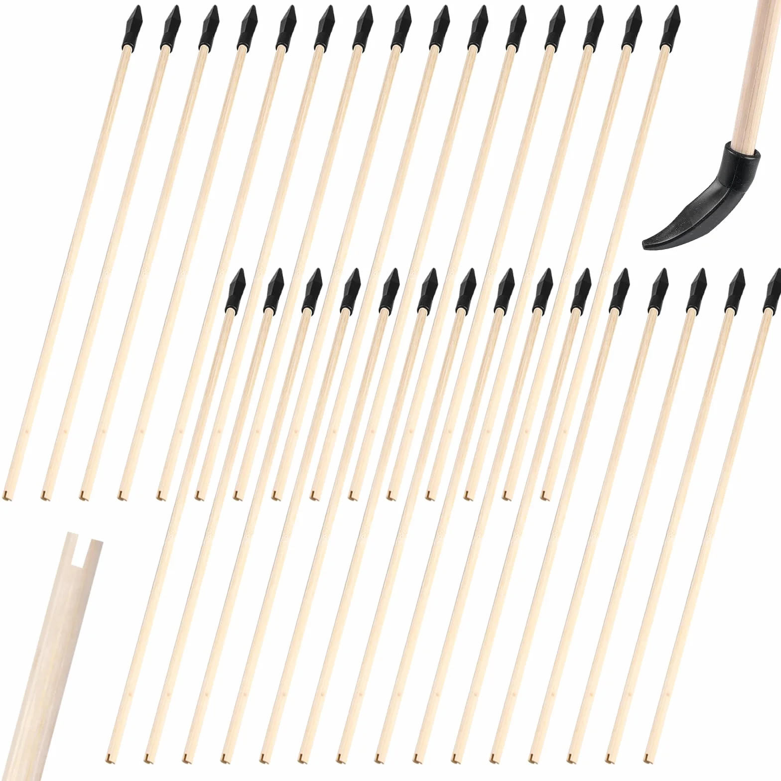 Flèches de rechange 43 cm bambou pointe caoutchouc tir à l'arc débutants