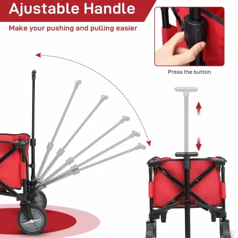 Bonnlo Chariot Pliable a Roulette pour Jardin 100 kg Rouge Tissu Oxford 600D Cadre Acier Allié