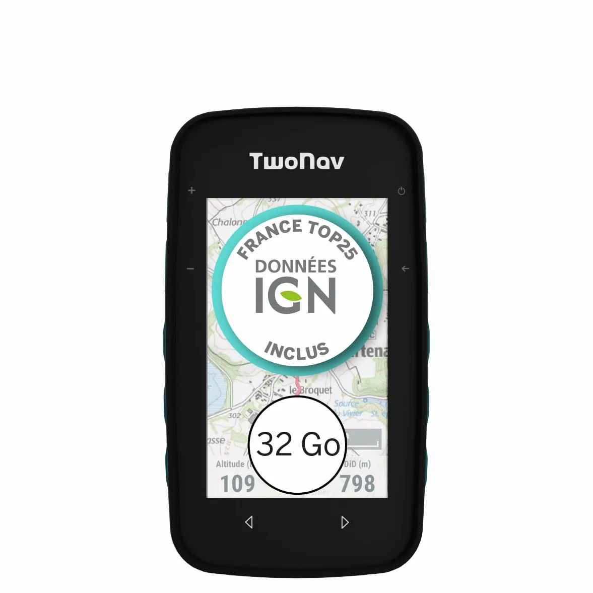 TwoNav Cross Plus (32 Go) + Carte 5 Dalles de France IGN Top25, GPS de Sports avec écran 3,2 Pouces pour VTT, vélo, Trekking ou randonnée