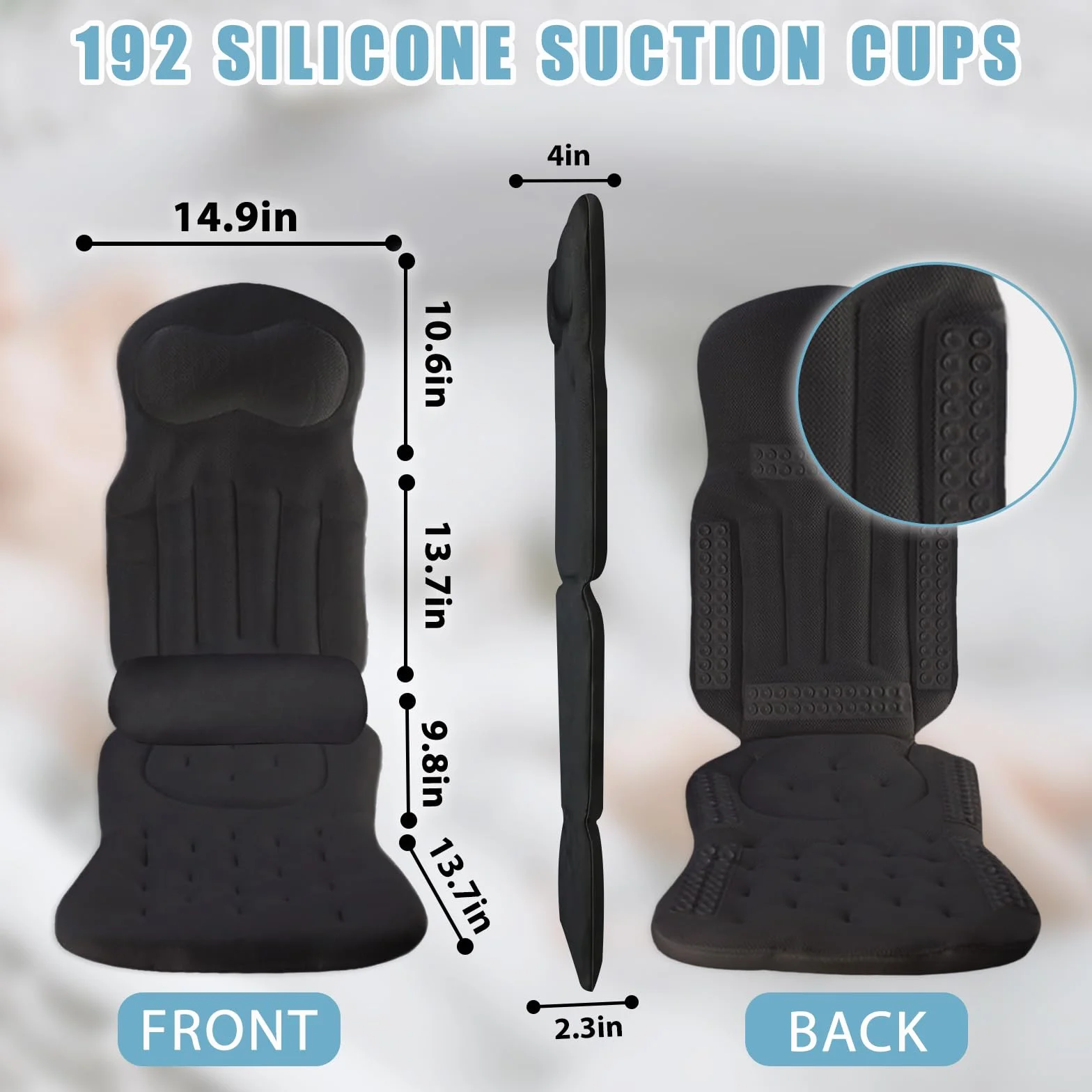 Coussin de Baignoire Complet avec Appui-tête et Soutien Lombaire, Noir