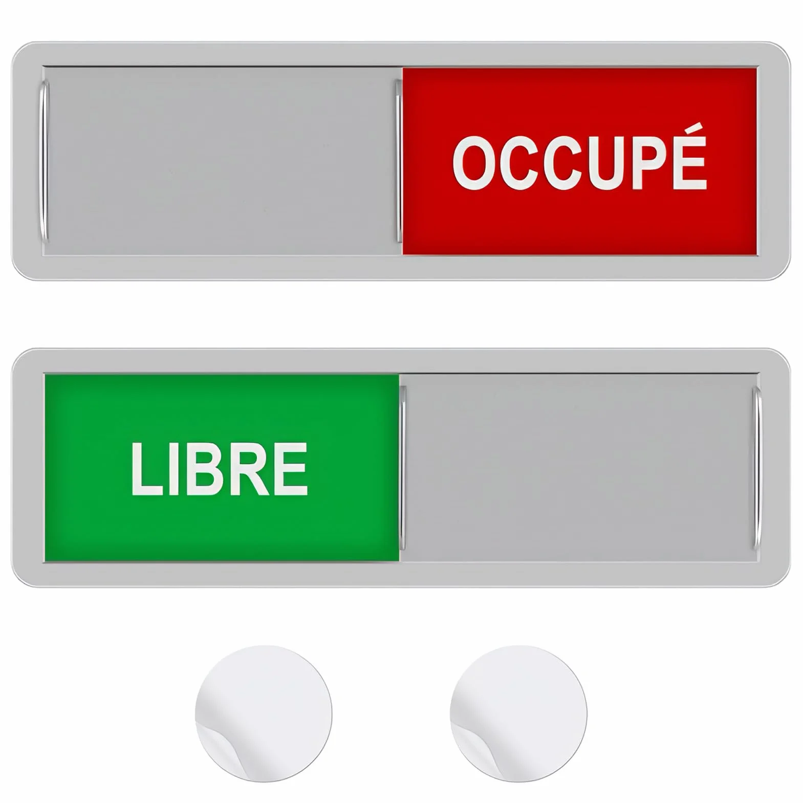 Panneaux de Porte LIBRE OCCUPÉ 17,7x5.2cm Panneau Magnétique Coulissant Argent
