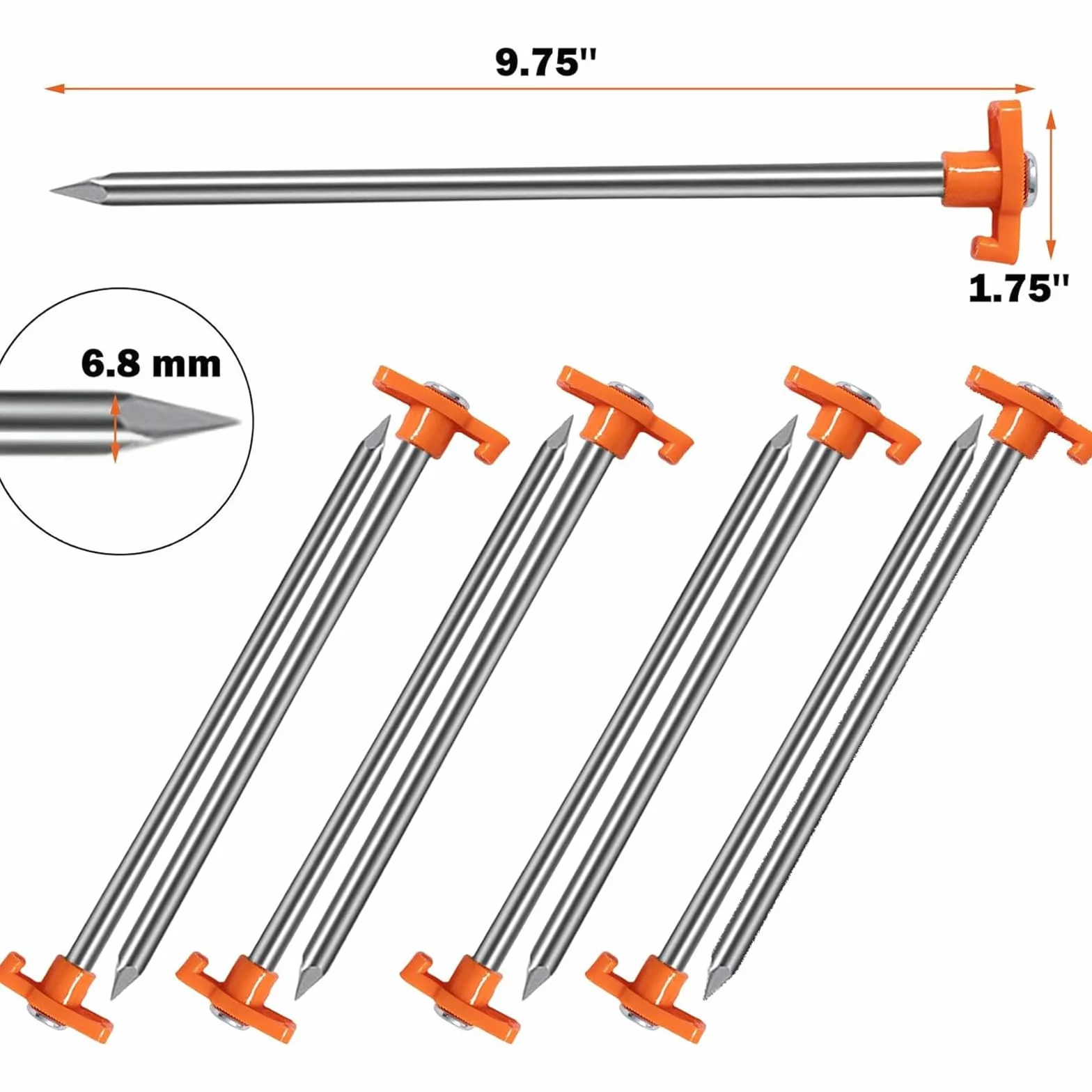 20pcs Piquets de Tente en Acier, Piquets de Tente Stables Piquets de Sol Antirouille, Piquets de Roche pour Le Camping et l'extérieur, Sardines Camping pour Surface Dure, Gazon
