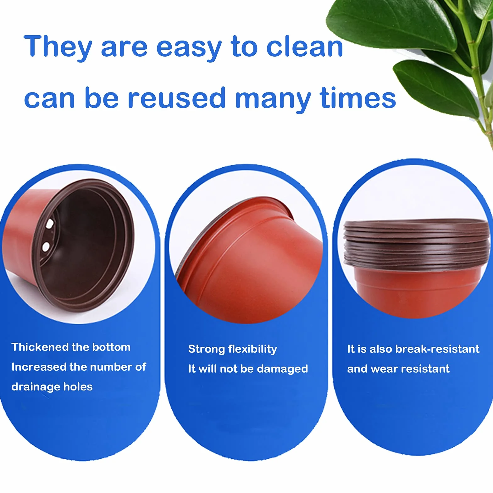 Lot de 100 pots de fleurs en plastique réutilisables 9 cm pour plantes grasses