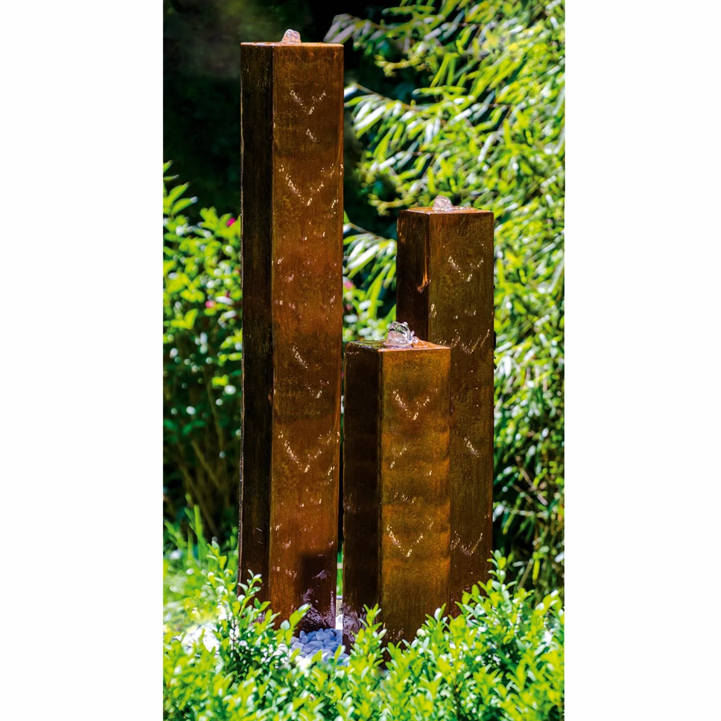 KÖHKO Jeu d'eau en acier Corten LED "Brésil" 31001 hauteur 65-95-125 cm fontaine de jardin