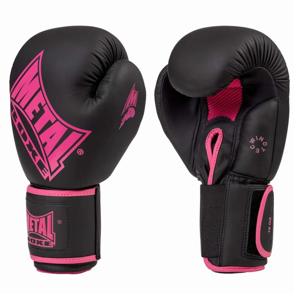 Metal Boxe - Gants compétition, Pink Lady - MB221F, Metal Boxe - 12oz, Noir/Rose